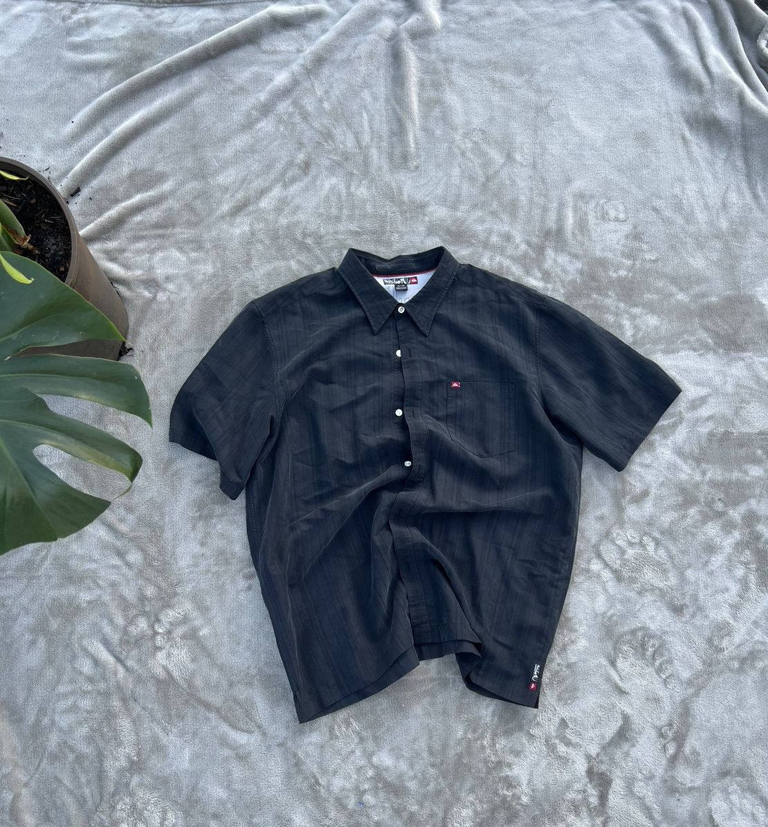 Quiksilver × Vintage 90s Vintage Velour Black Quicsilver Skater Polo Size US XL / EU 56 / 4 - 1 Thumbnail