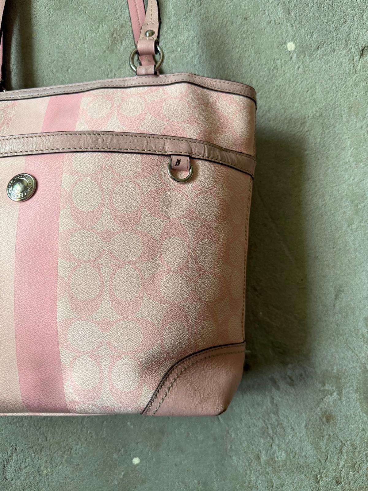Coach Coach Signature Heritage Stripe Tote Bag Pink Size ONE SIZE - 4 Thumbnail