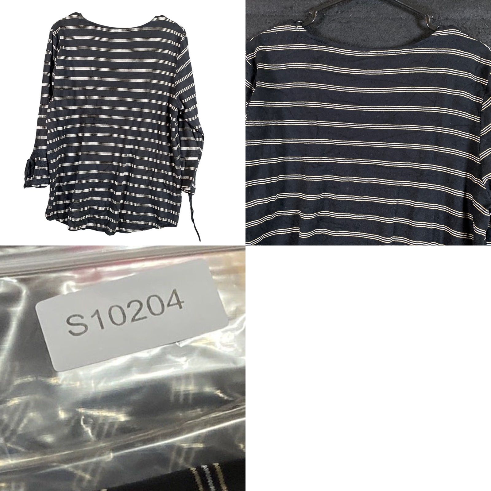 J. Jill J.Jill Shirt Black Striped Pima Tie Sleeve L Jersey Cotton 3/4 Sleeve Casual Womens Size L / US 10 / IT 46 - 8 Thumbnail