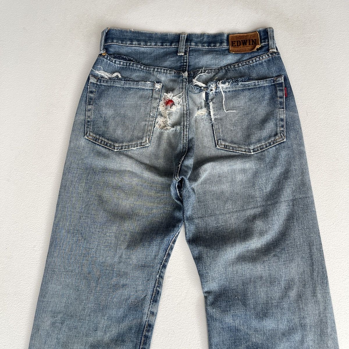 Edwin Thrashed Edwin 505SX Selvedge Crazy Ripped Distressed Denim Size US 30 / EU 46 - 8 Thumbnail