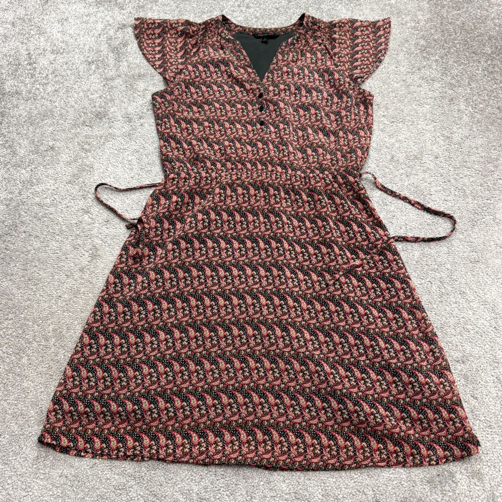 Banana Republic VINTAGE Ban ana Republic Floral Paisley Flutter Sleeve A-Line Dress Womens Small V-Neck Size XL / US 12-14 / IT 48-50 - 2 Thumbnail