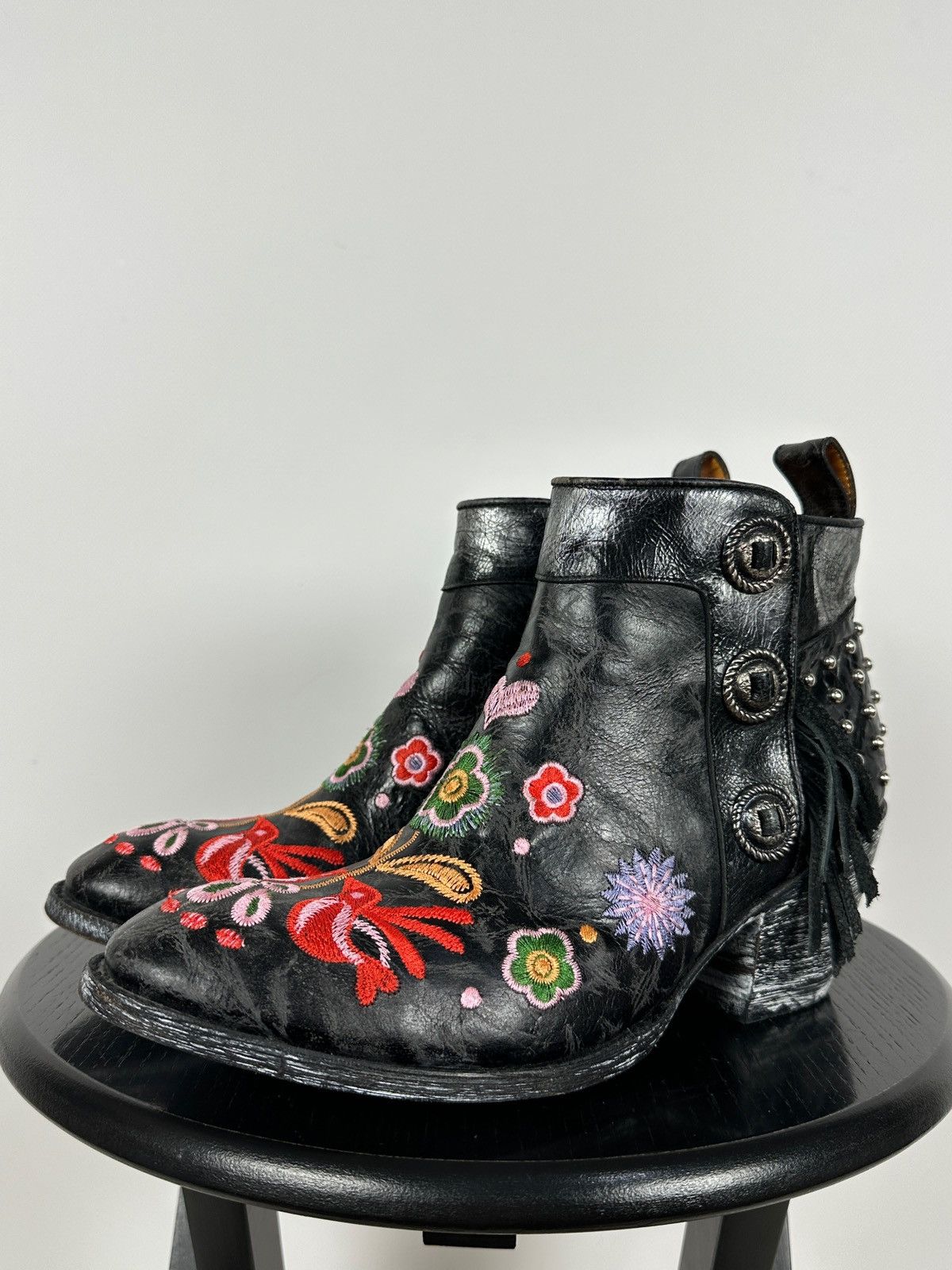 Old Gringo Mexicana Old Gringo Leather Cowboy Floral Ankle Boots Size US 9.5 / IT 39.5 - 9 Thumbnail