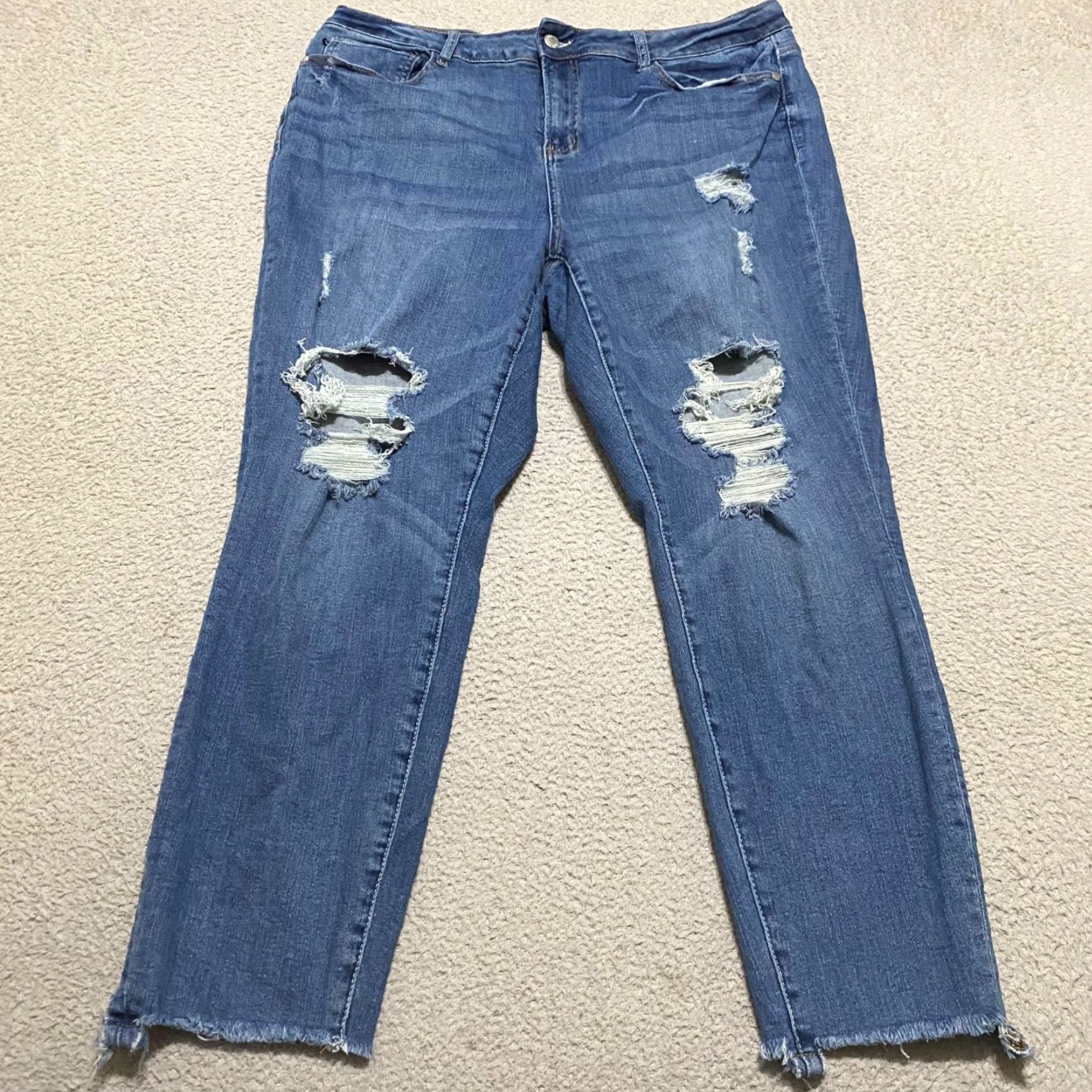 Vintage Judy Blue Jeans Womens 20W High Rise Skinny Denim Distressed 5-Pocket Blue 26in Inseam Plus Size Size 42" / US 20 - 2 Thumbnail