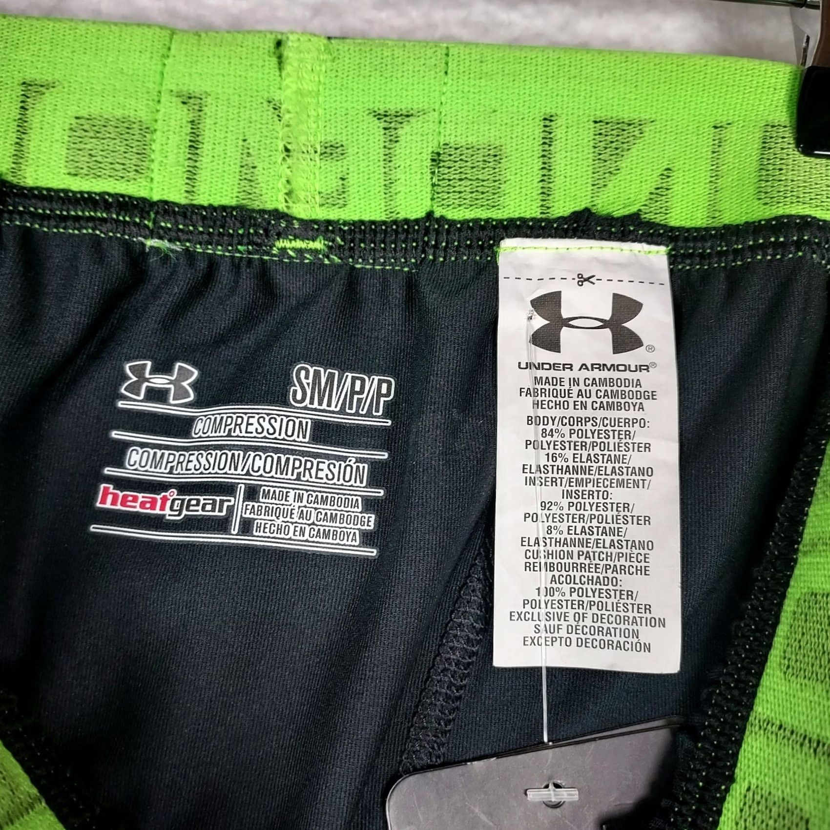 Under Armour Under Armour HeatGear Compression Shorts Mens Small Black Green GameDay Size US 29 - 4 Thumbnail