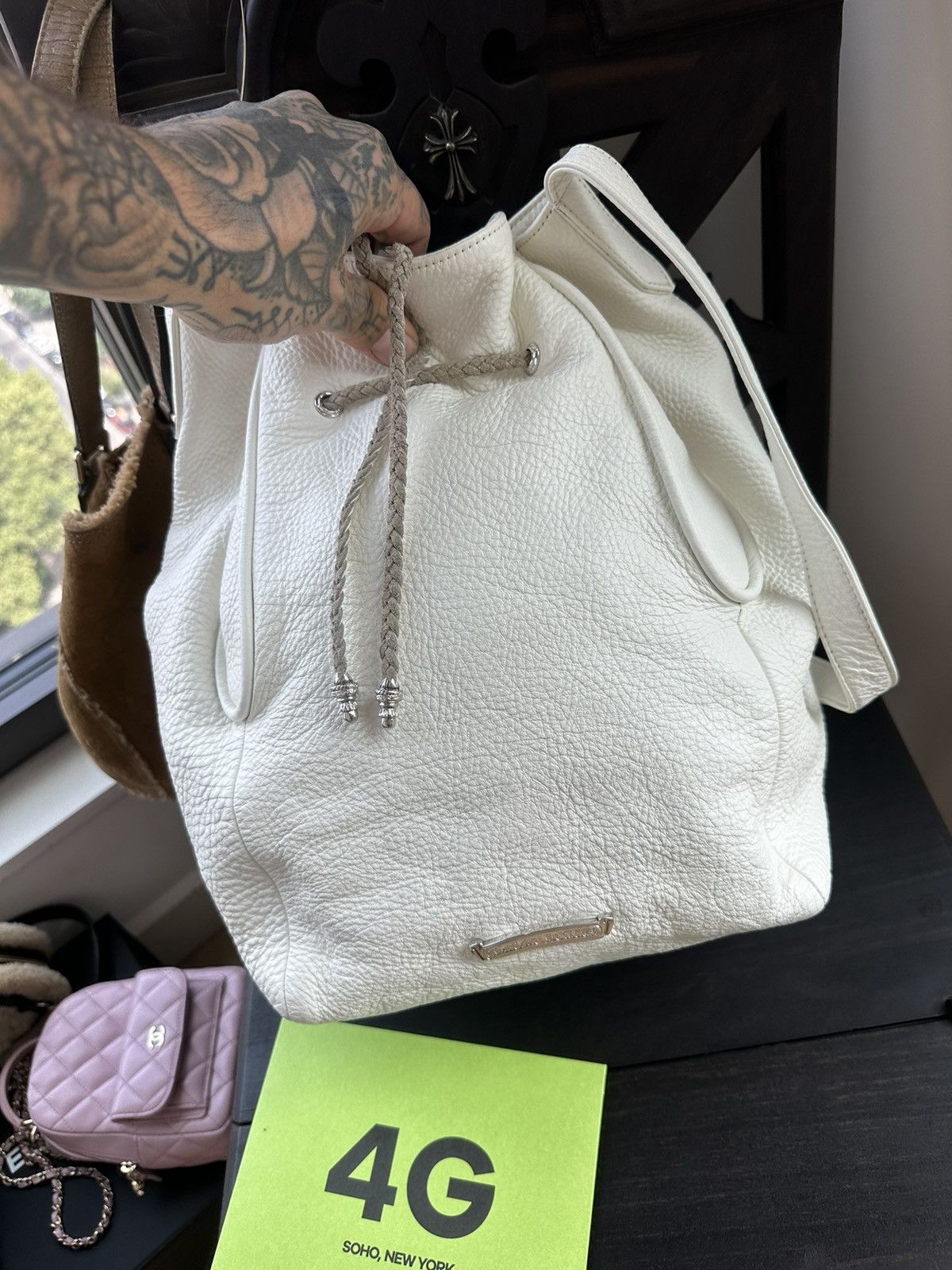 Chrome Hearts CHROME HEARTS XL LARGE WHITE LEAHER HIPPIE TRAVEL BAG Size ONE SIZE - 10 Thumbnail