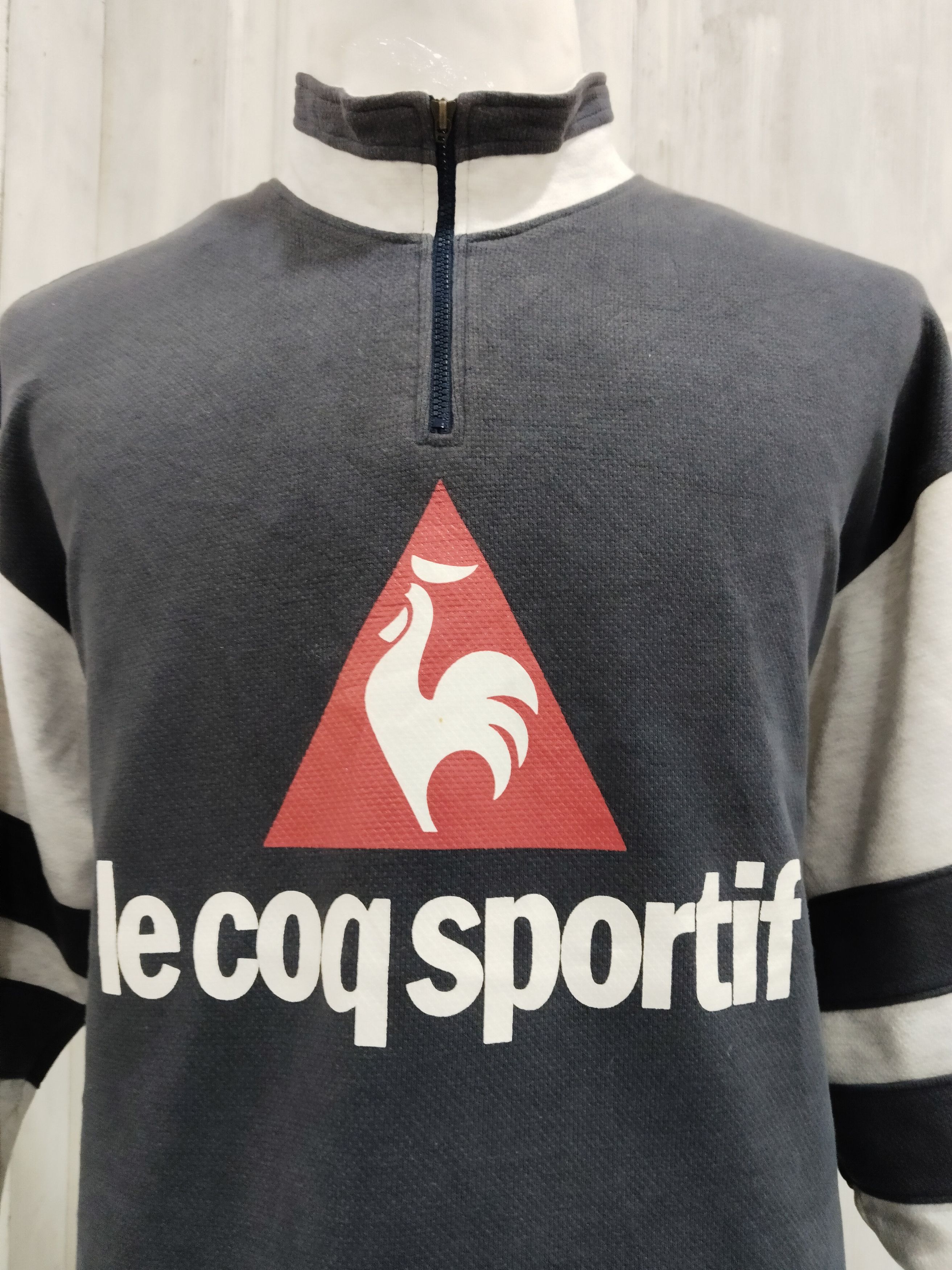 Le Coq Sportif × Vintage Vintage Lecoq Sport if Half Zipper Big Logo Sweatshirt Size US L / EU 52-54 / 3 - 3 Thumbnail
