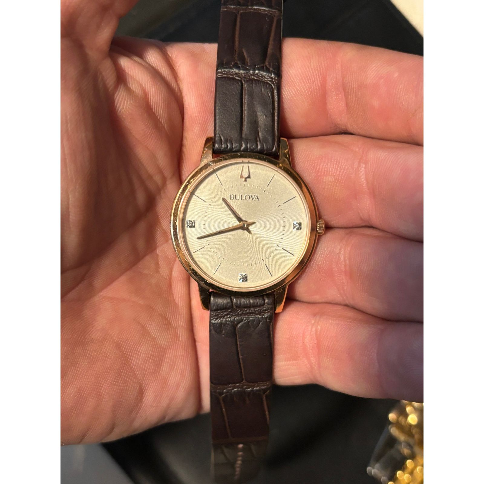 Bulova Bulova 97P122 Rose Gold Tone Brown Leather Band! New Battery Size ONE SIZE - 2 Thumbnail