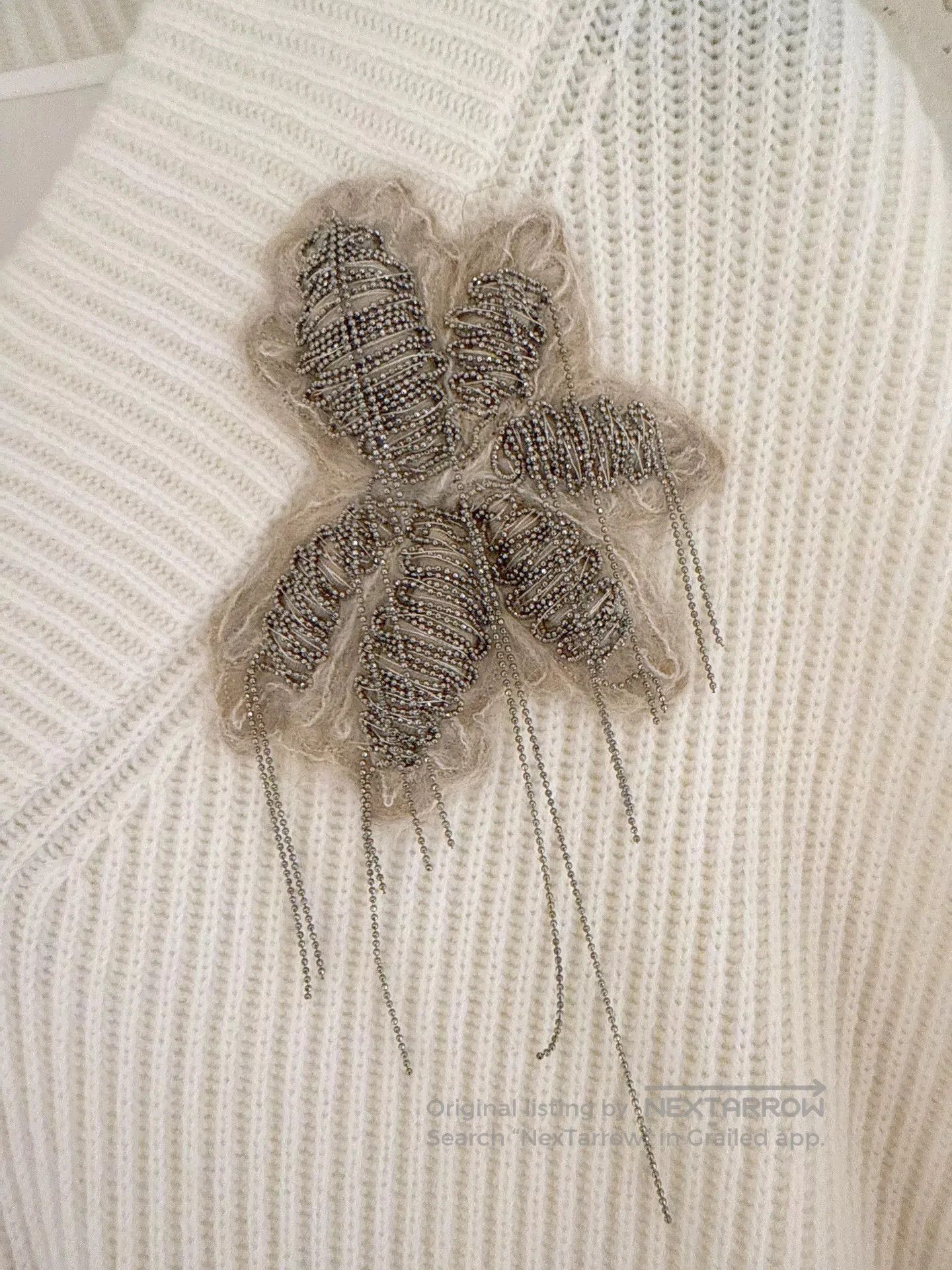 Brunello Cucinelli Brunello Cucinelli Beaded Flower Cashmere Dress. Size US XXS / EU 40 - 6 Thumbnail