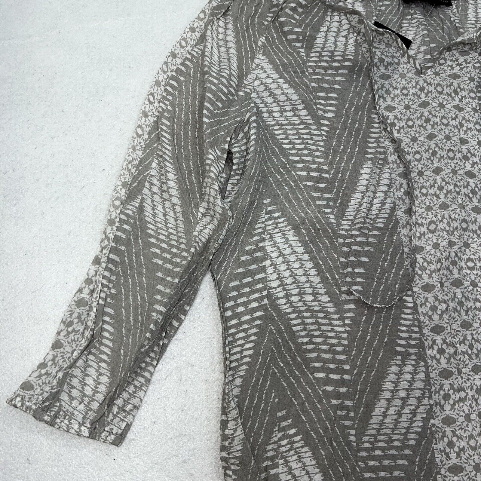 Other Fred David Gray 3/4 Sleeve Pullover Patterned Top Size M / US 6-8 / IT 42-44 - 5 Thumbnail