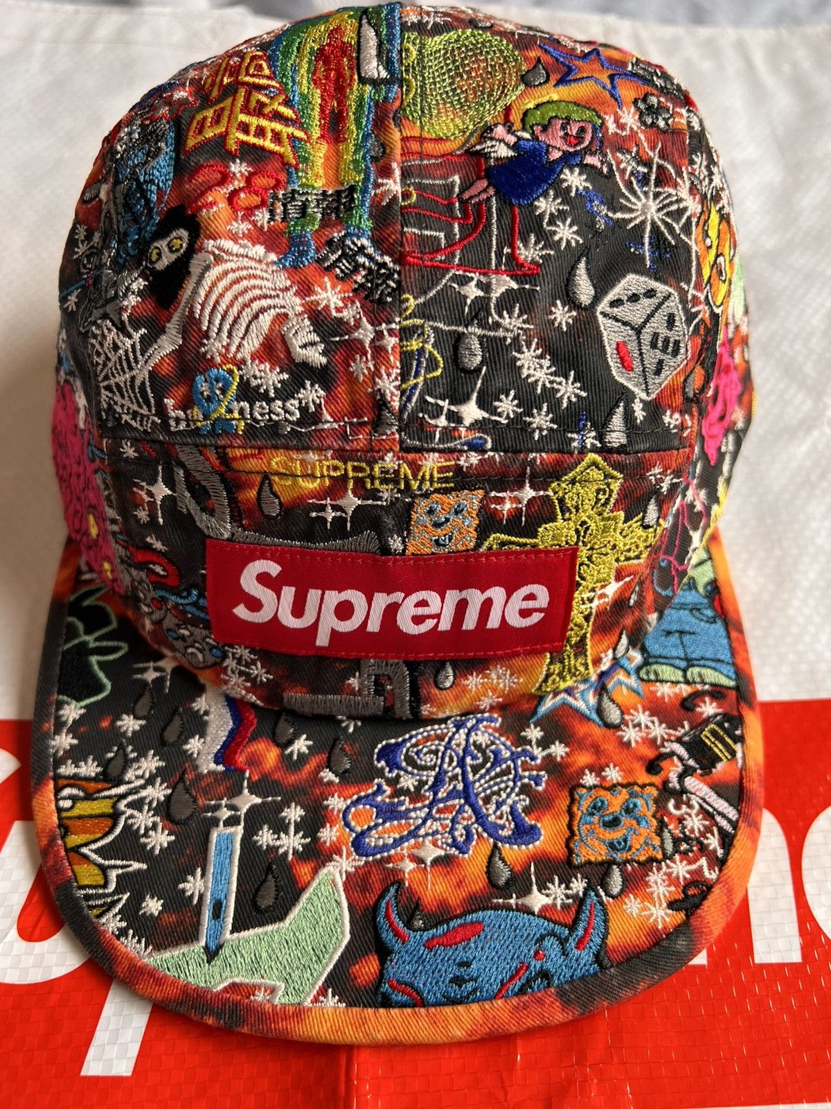 Streetwear × Supreme supreme AOI Embroidered Camp Cap Black