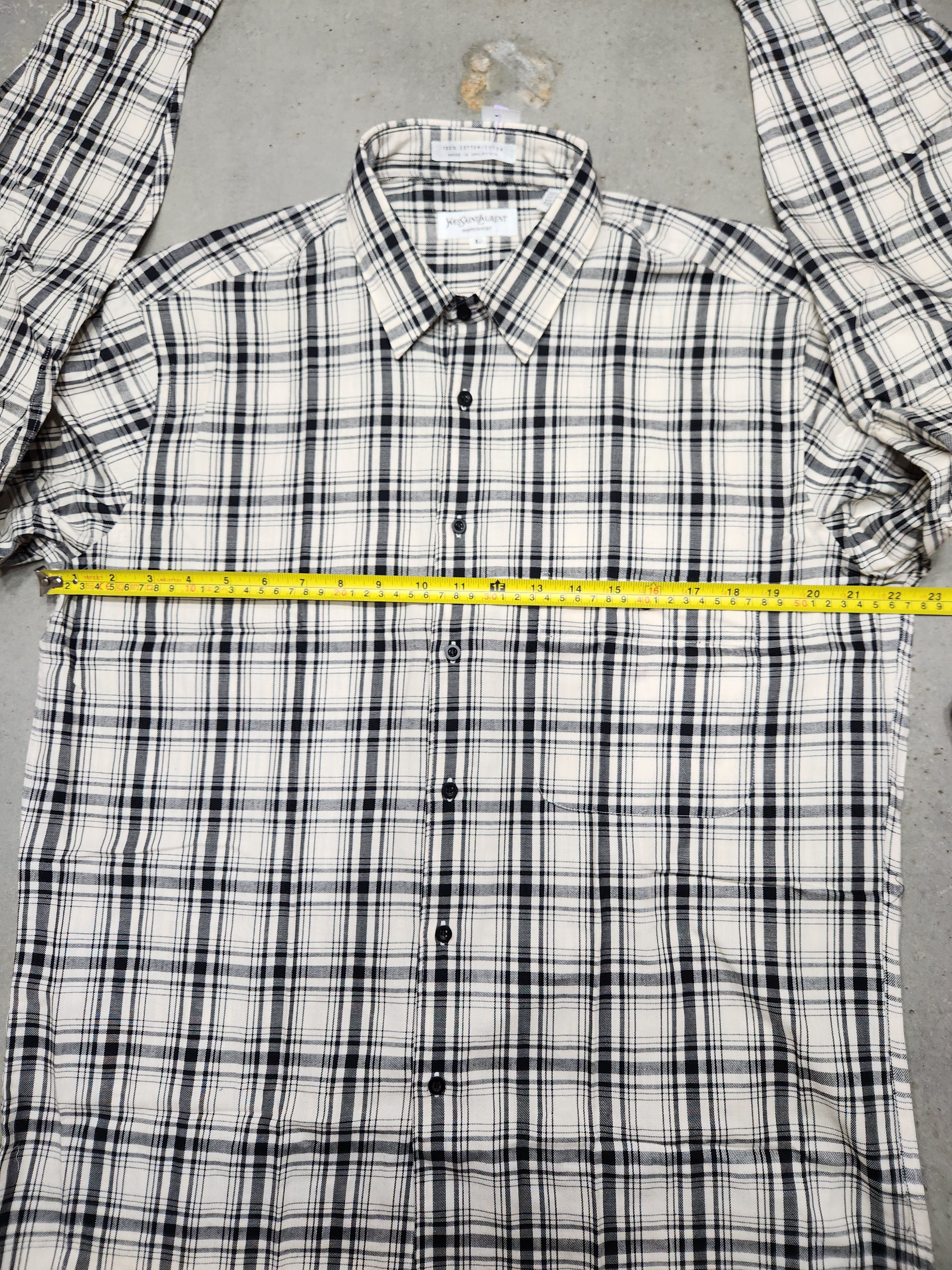 Yves Saint Laurent Vtg 90s YSL Black White Plaid Shirt L NWOT Size US L / EU 52-54 / 3 - 3 Thumbnail