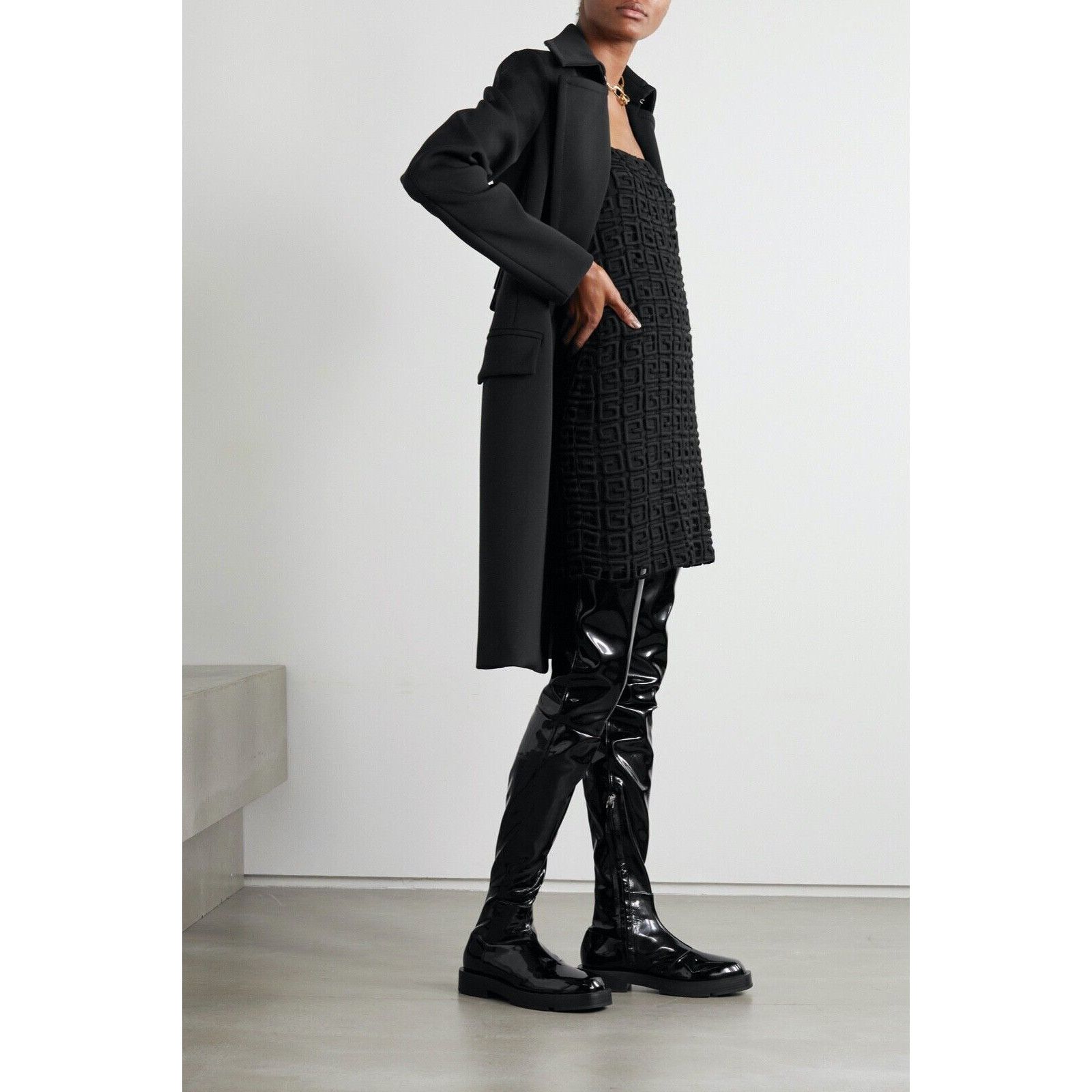 Givenchy Givenchy Squared Black Patent Leather Thigh High OTK Over Size US 11 / IT 41 - 3 Thumbnail
