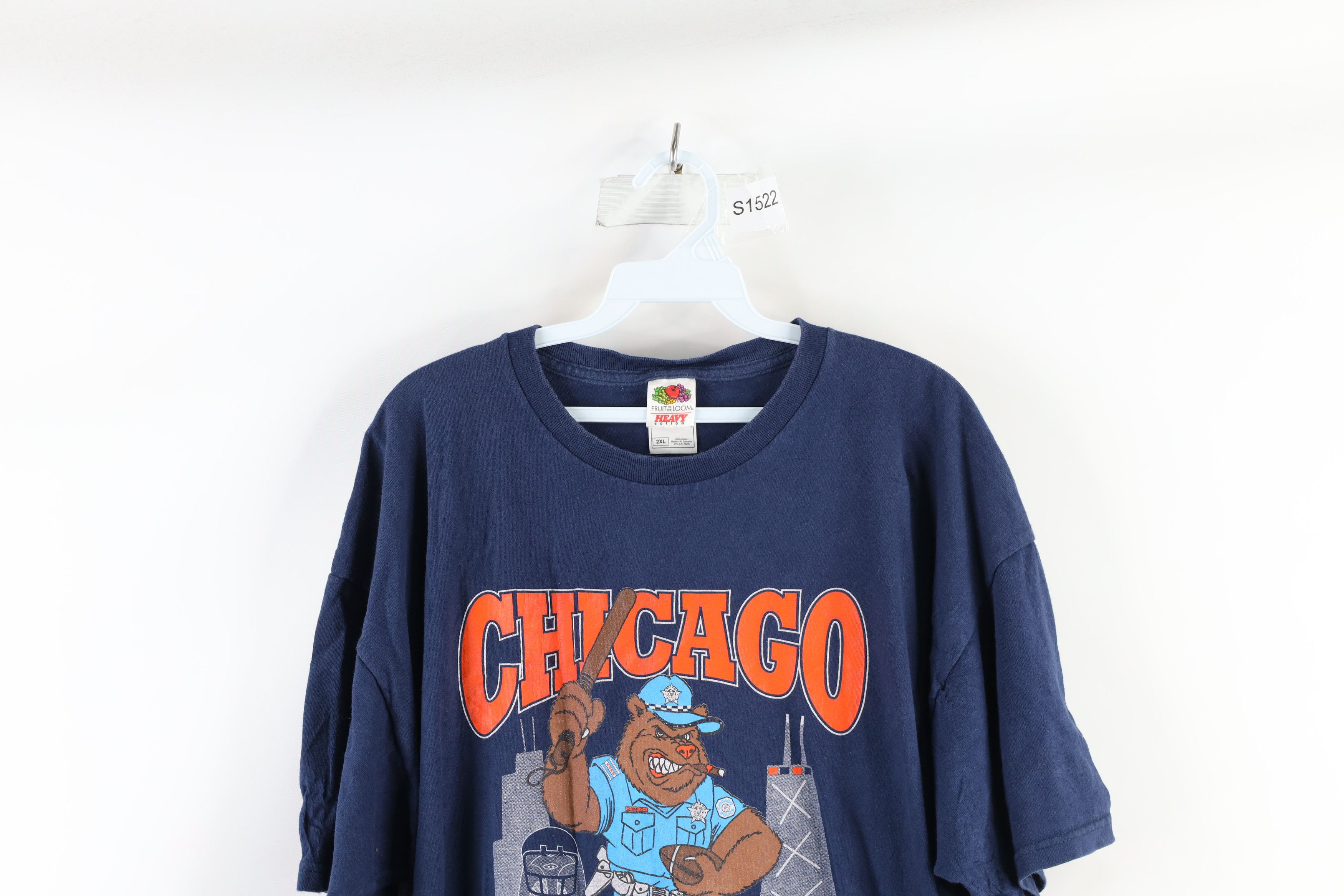 Vintage Vintage Police Chicago Bears Football T-Shirt Blue Cotton Size US XXL / EU 58 / 5 - 2 Thumbnail