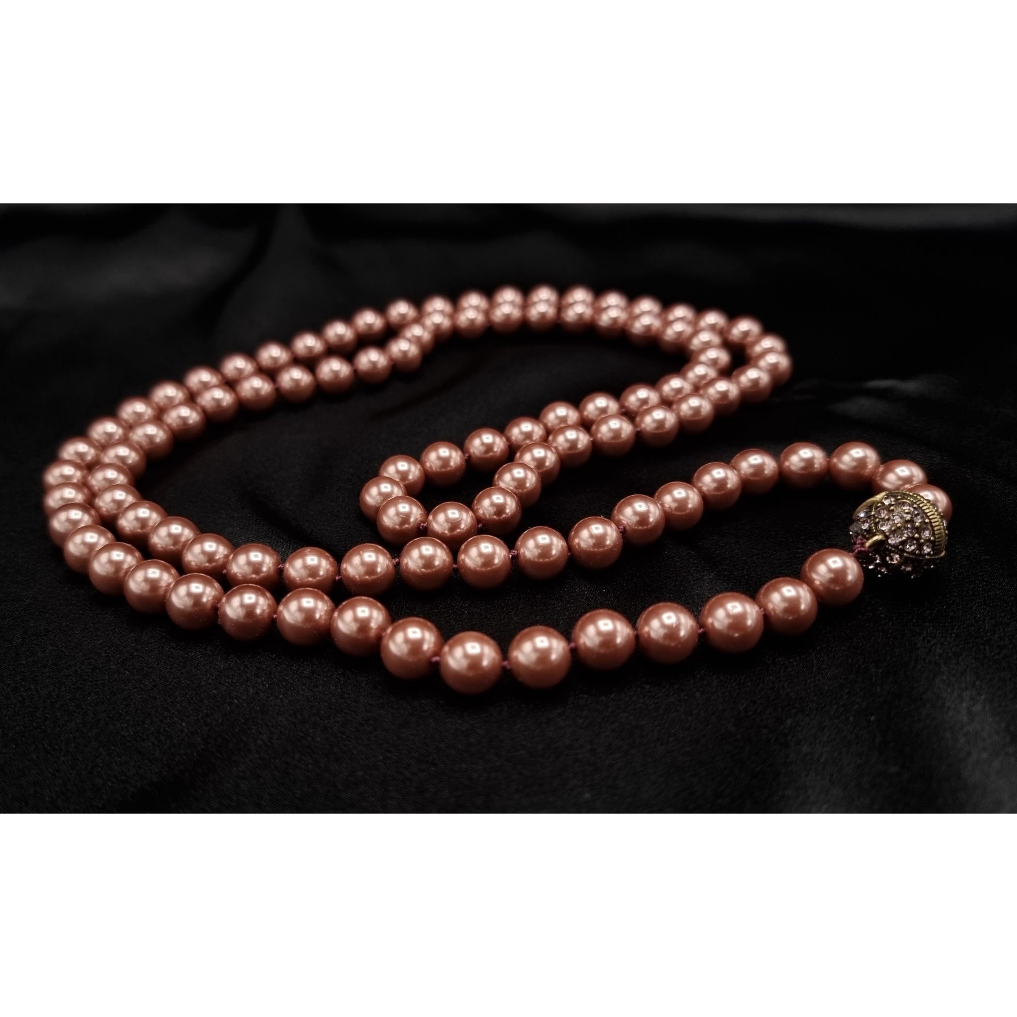 Vintage Heidi Daus Unsigned 44 Long Pink Faux Pearl Necklace With Cr Size ONE SIZE - 3 Thumbnail