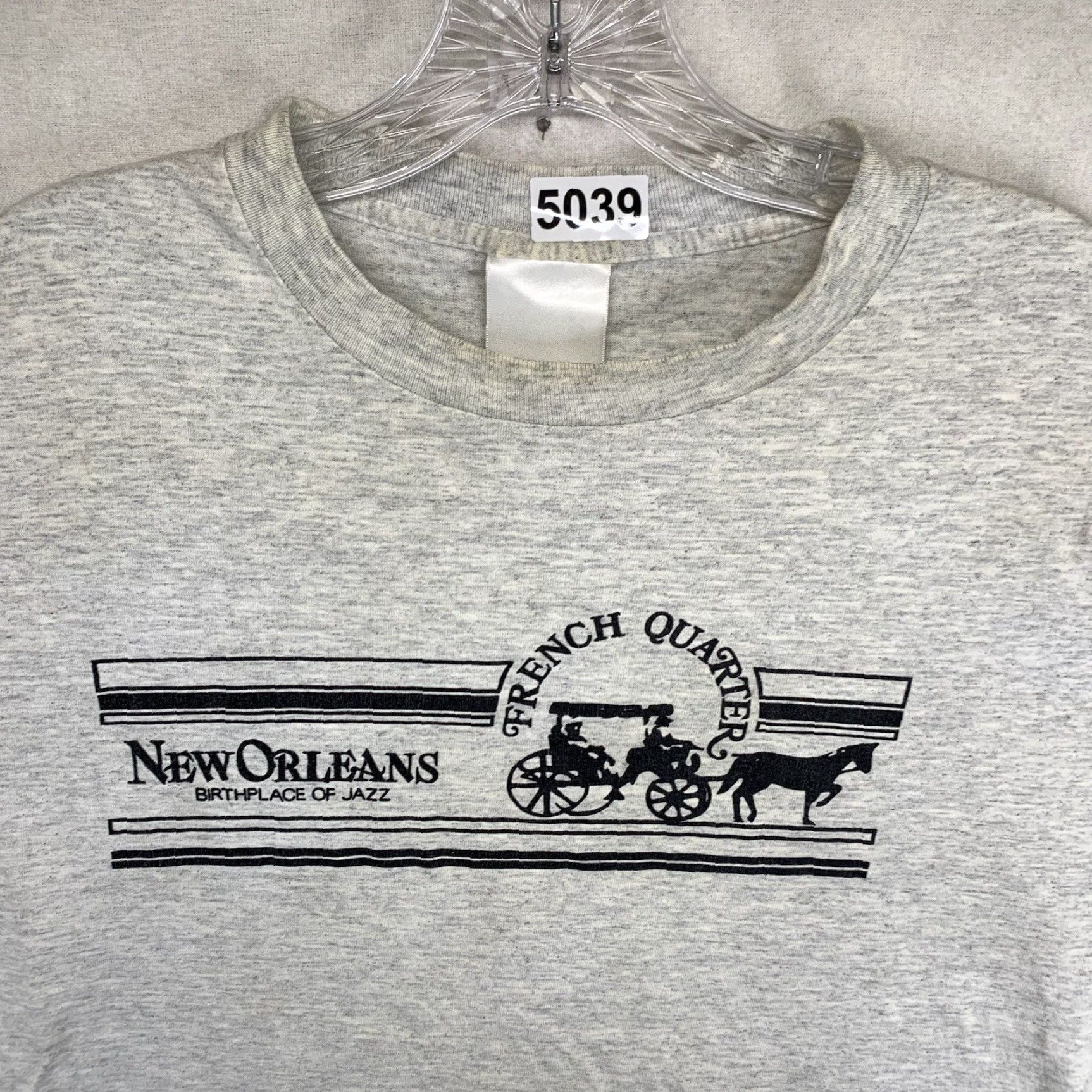 Vintage Vintage 90s Cotton T-Shirt Men’s Large Gray New Orleans Jazz French Quarter NOLA Single Stitch Hipster Size US L / EU 52-54 / 3 - 6 Thumbnail