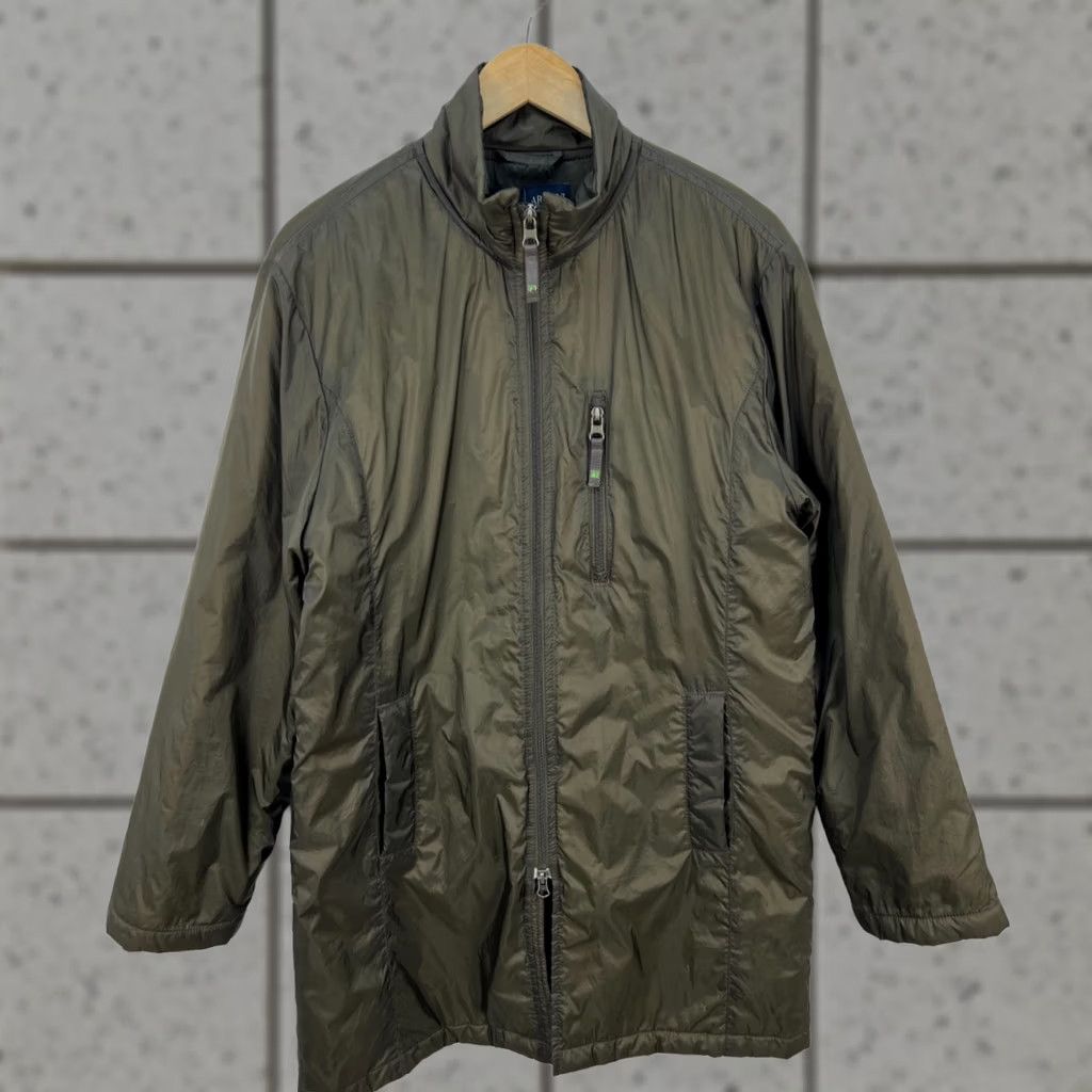 Vintage VINTAGE Armani Jeans Jacket Men S Nylon Lightweight & Warm Dark olive green Logo Archive Piece EU 48 / US S Size US 29 - 1 Thumbnail