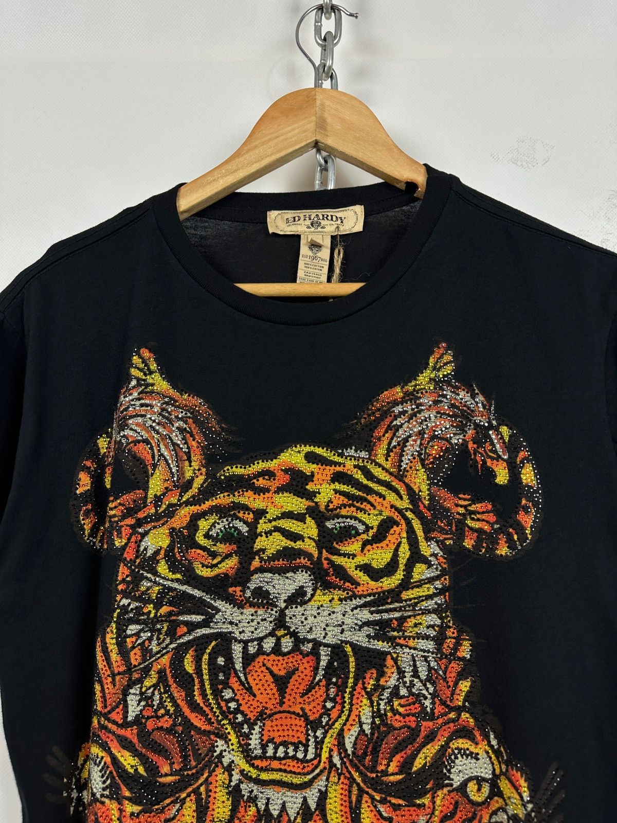 Ed Hardy NWT! Vintage Ed Hardy Rhinestones Tiger Black T-Shirt Size US M / EU 48-50 / 2 - 6 Thumbnail