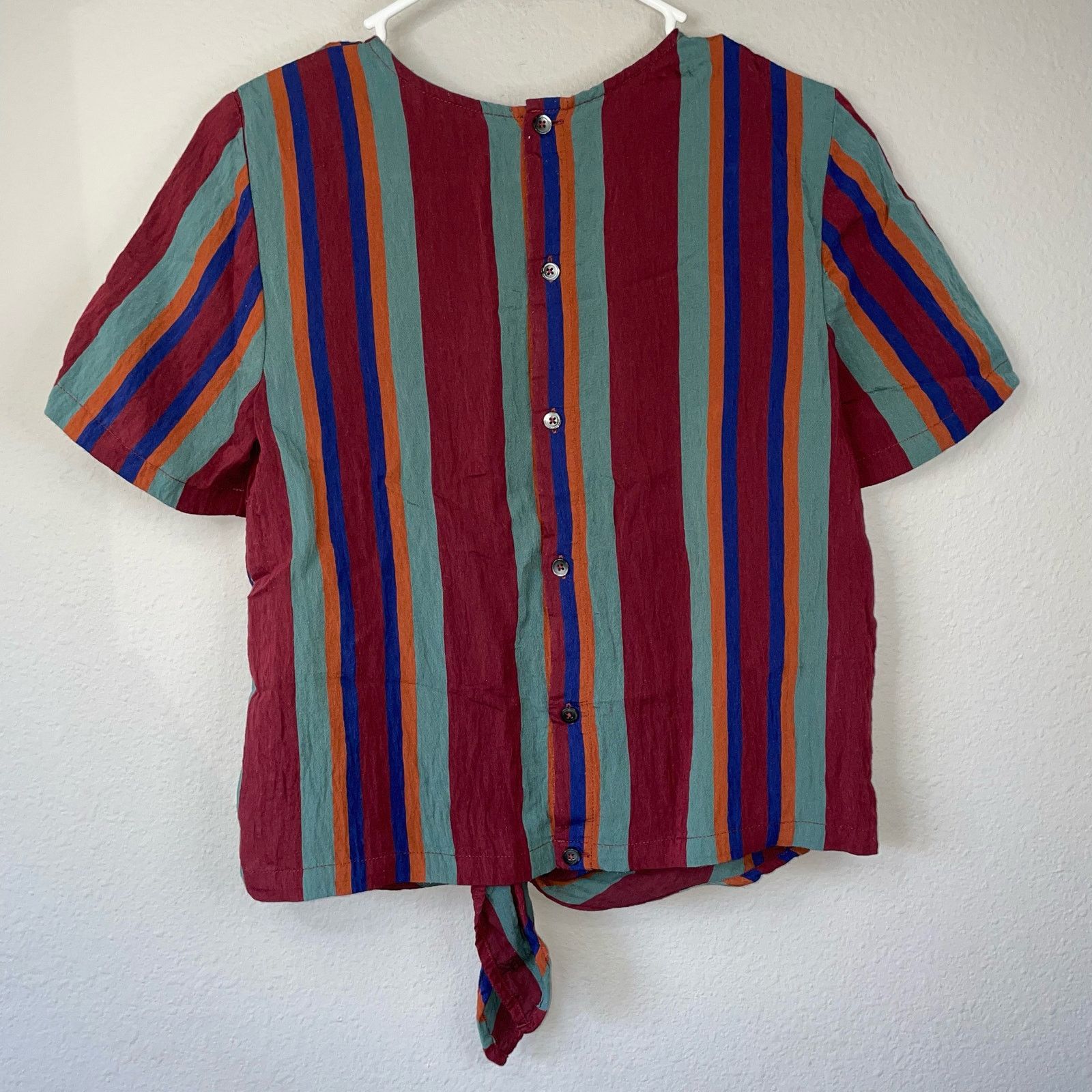 Madewell Madewell Button Back Tee XS Tie Shortsleeve Rosalinda Stripe Size XS / US 0-2 / IT 36-38 - 3 Thumbnail