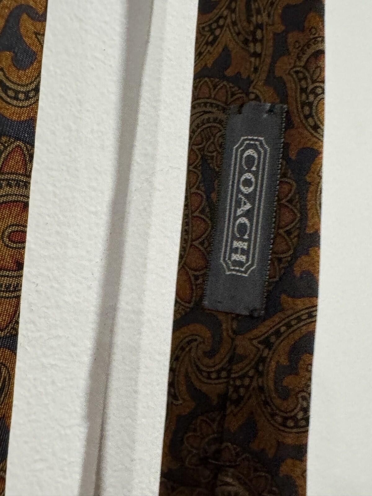 Coach COACH Men's 100% Silk Necktie ITALY Luxury Designe tan Black Size ONE SIZE - 9 Thumbnail