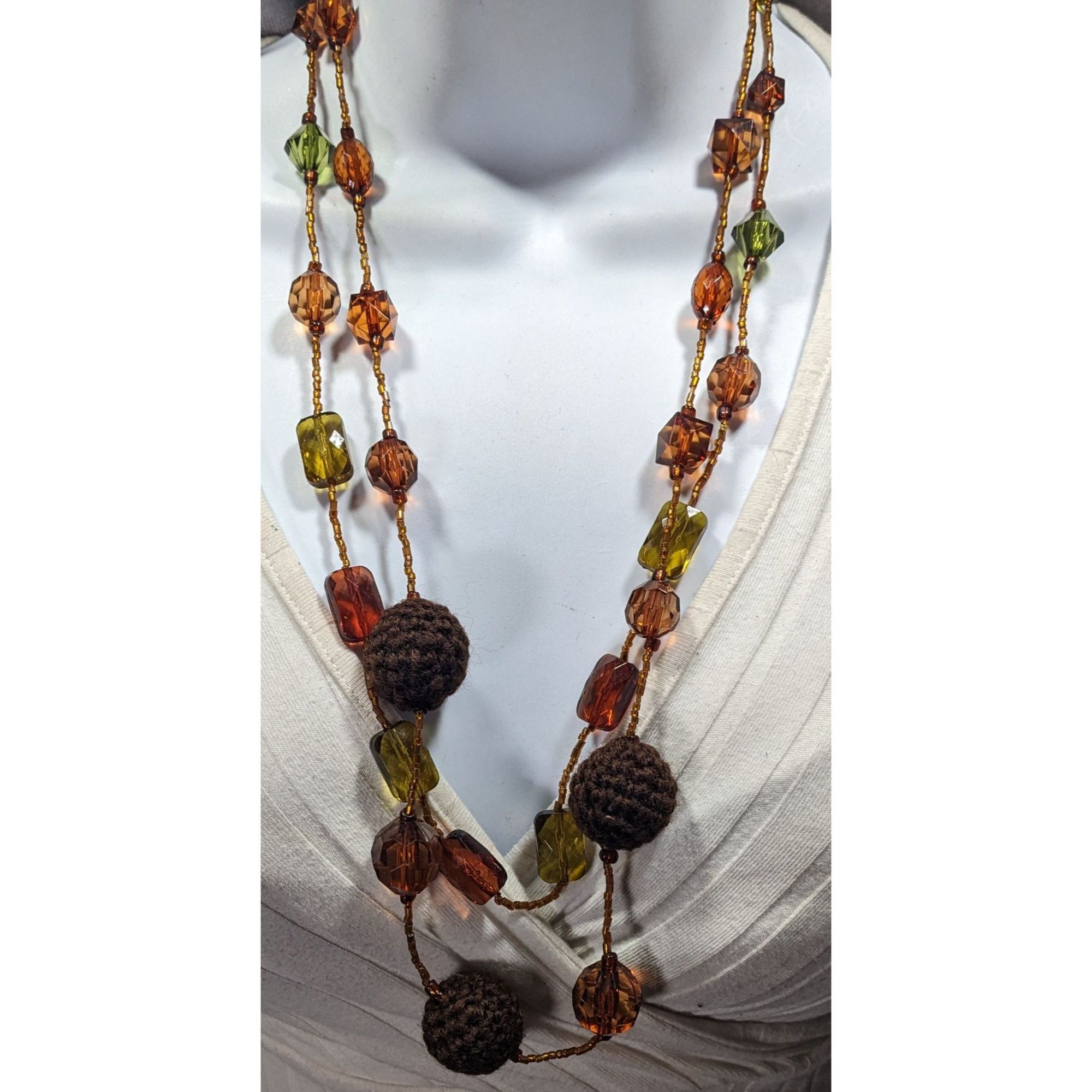 Other Vintage 70s Hippie Earth Tone Acrylic And Crochet Beaded Nec Size ONE SIZE - 2 Thumbnail