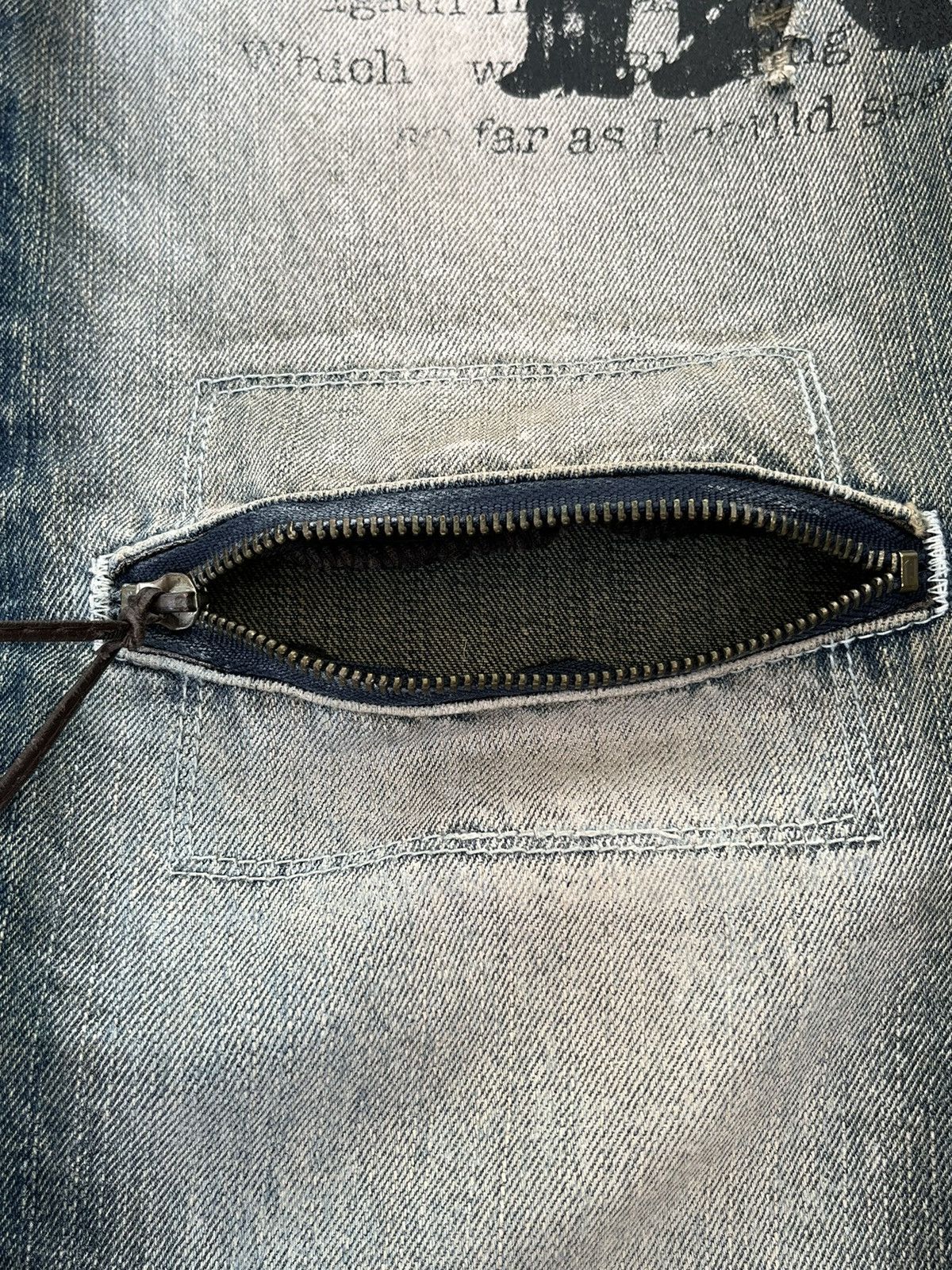 BERNINGS SHO Vtg BERNINGS-SHO Punk Distressed Poem Minimalist Flare Denim Size US 29 - 9 Thumbnail