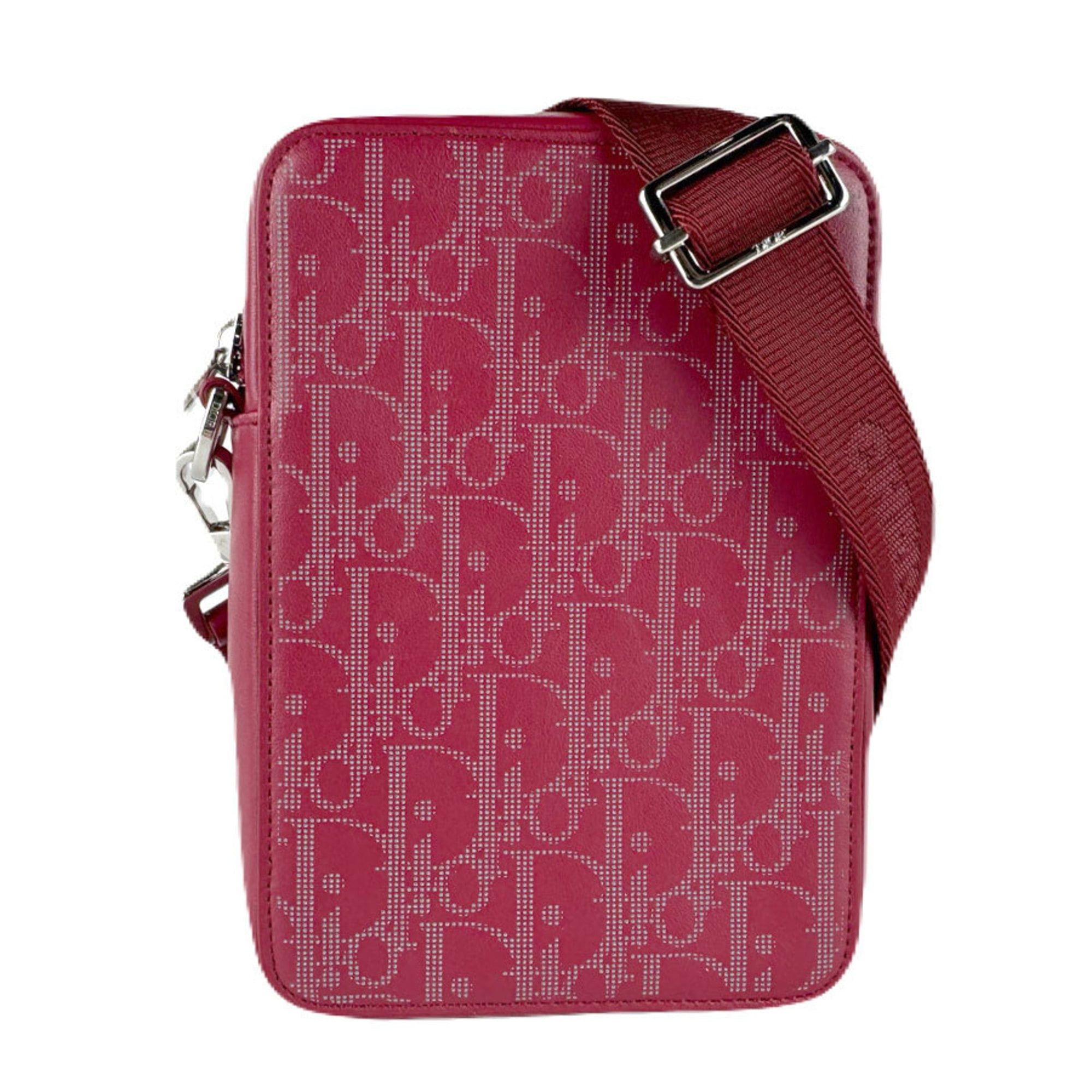 Dior Christian Dior Dior Men's Leather Shoulder Bag in Dark Red and Silver (z8339) Size ONE SIZE - 1 Thumbnail
