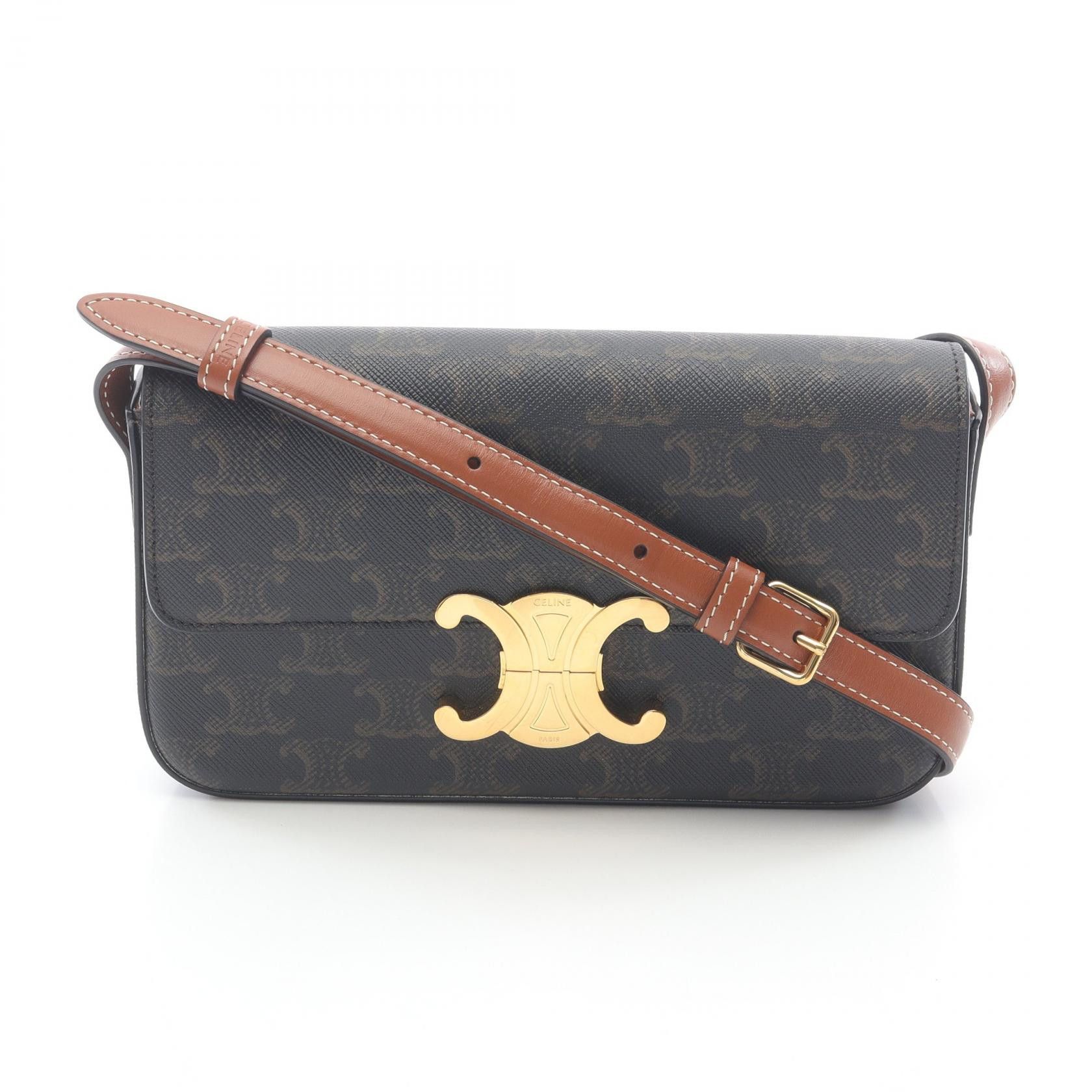 Celine Celine Celine Claude Triomphe PVC Coated Canvas Leather Shoulder Bag Canvas Shoulder Bag 194142 Size ONE SIZE - 1 Thumbnail