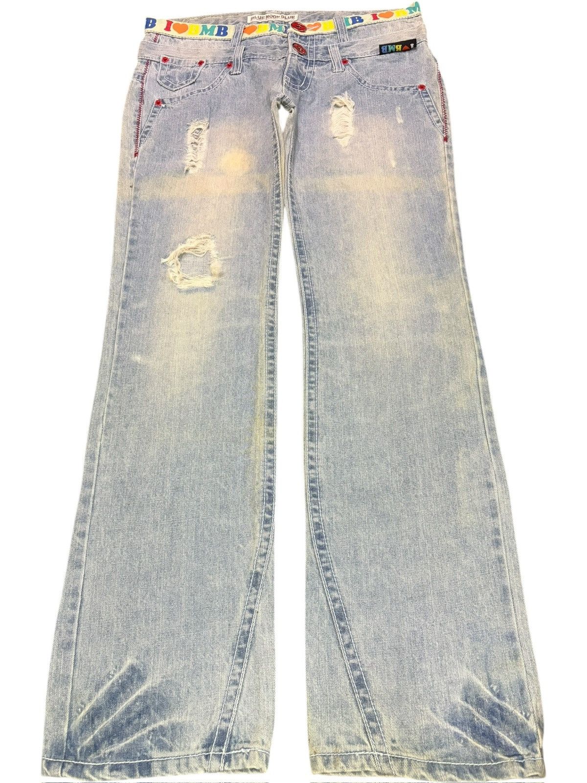 Dsquared2 Vintage Blue Moon Blue Double Waist Patch Distress Jeans Size 34" / US 12 / IT 48 - 2 Thumbnail