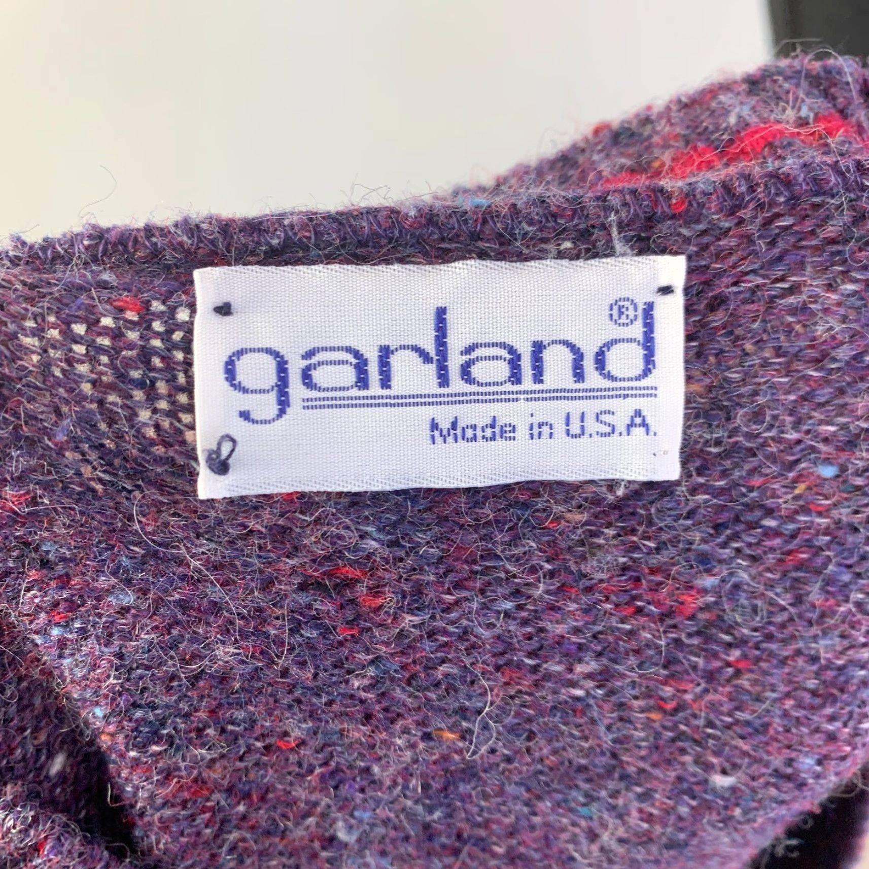 Vintage VINTAGE Garland Purple V-Neck Marled Wool Blend Sweater Medium L Size L / US 10 / IT 46 - 6 Thumbnail
