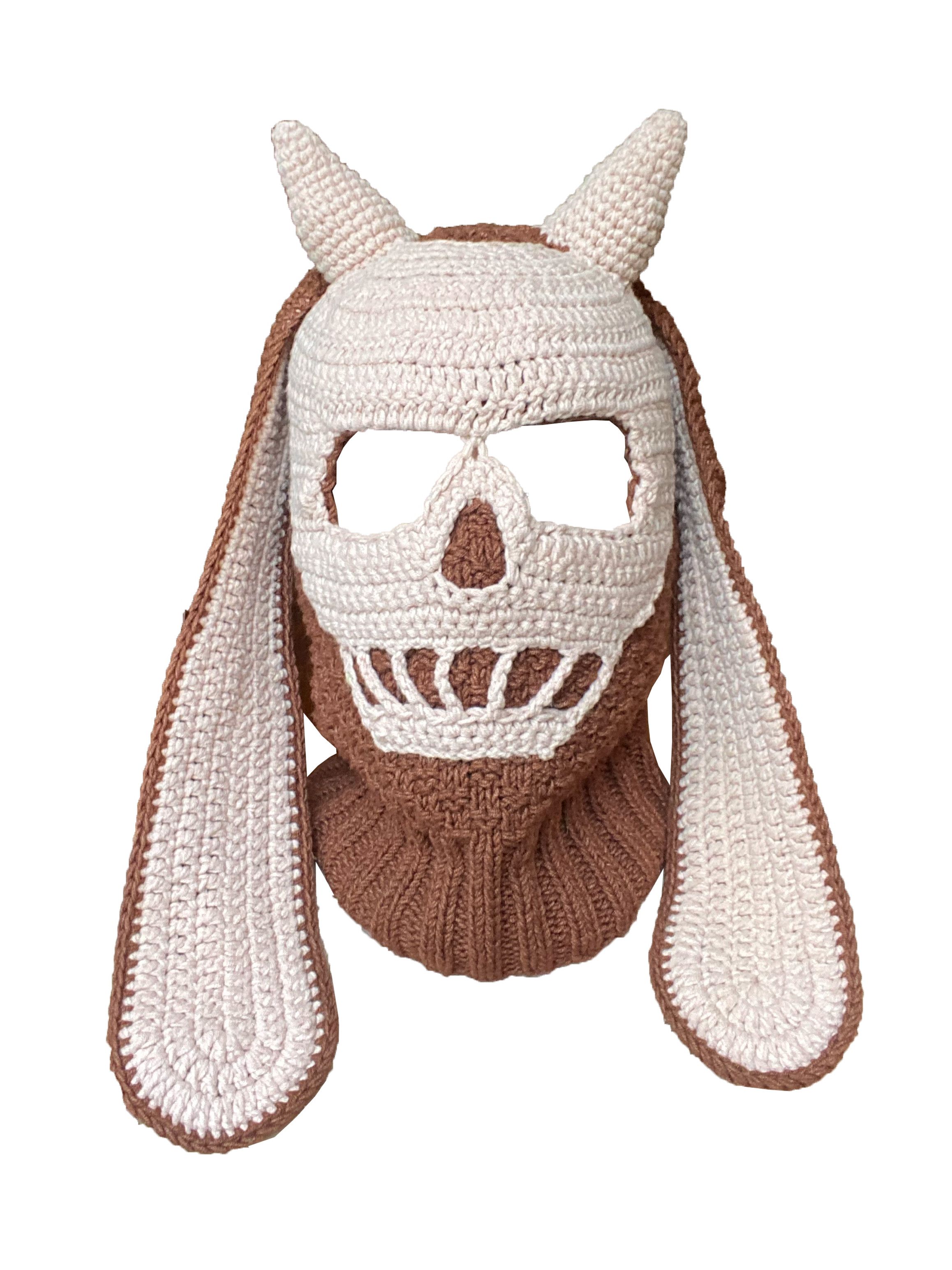 Homespun Knitwear Balaclava mask with skull and ears, hand knitted Size ONE SIZE - 1 Thumbnail
