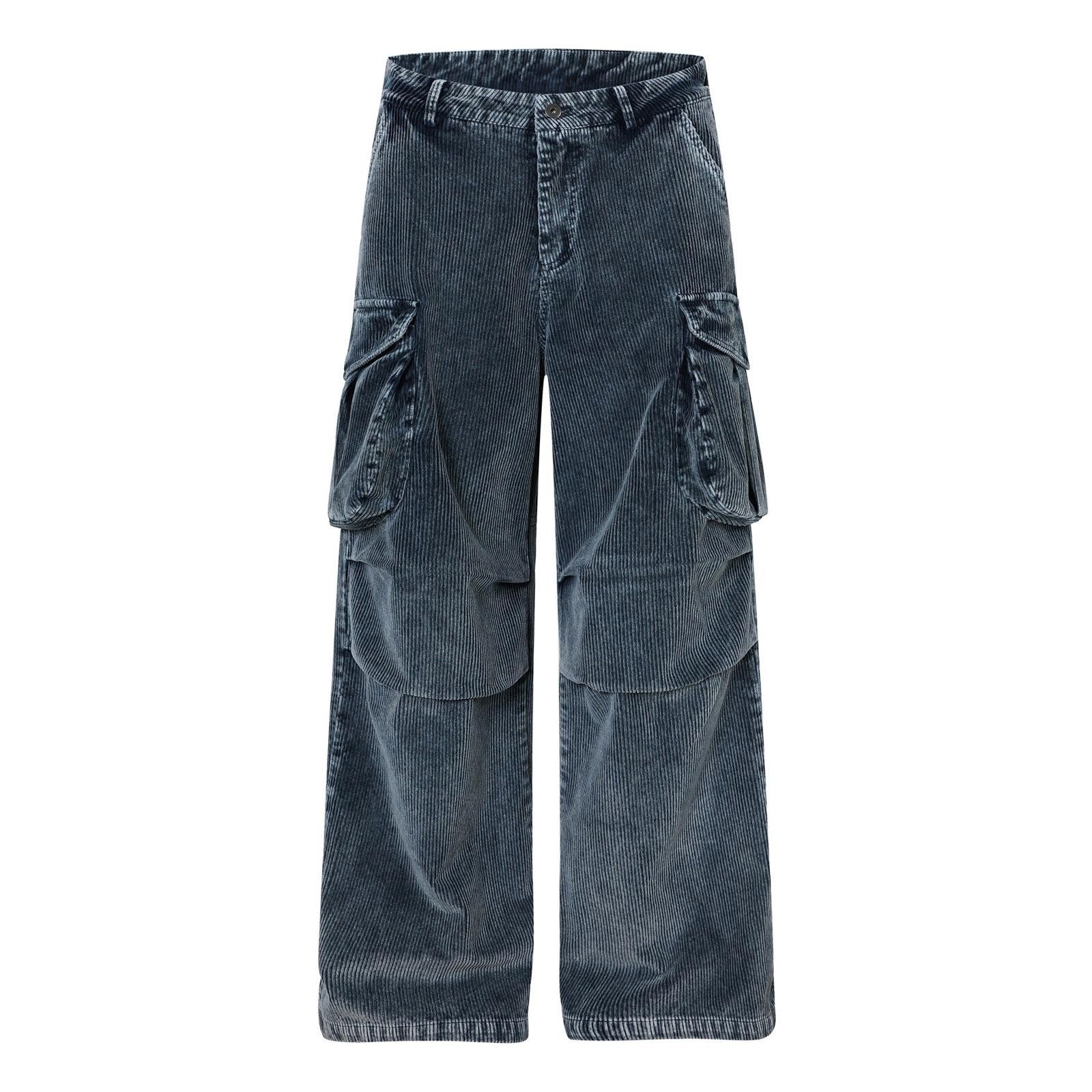 Other Blue Corduroy Multi-Pocket Cargo Wide Leg Pants Size US 30 / EU 46 - 5 Thumbnail