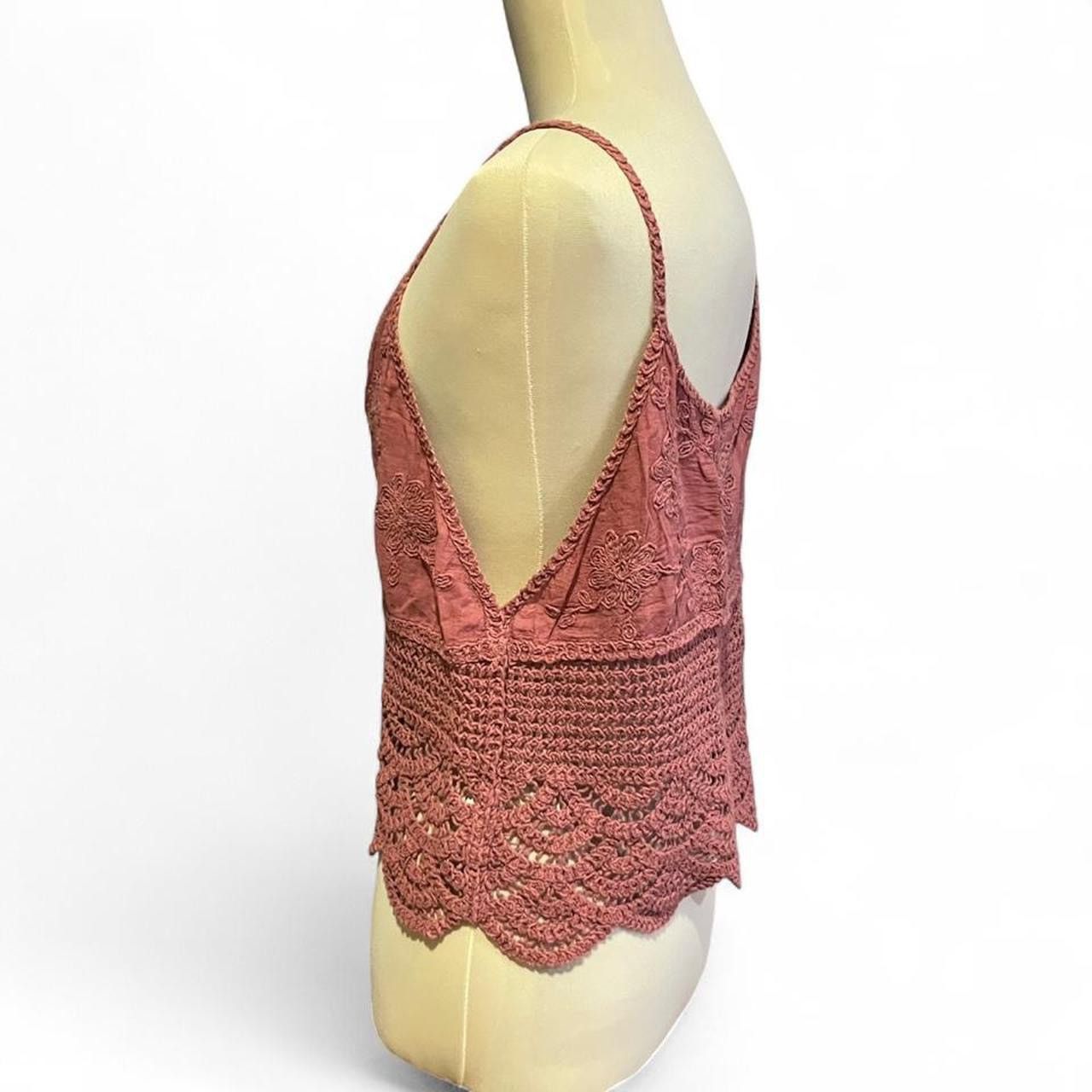 Other y2k cottage fairy pink crochet cami top w/ floral embroidery Size M / US 6-8 / IT 42-44 - 4 Thumbnail