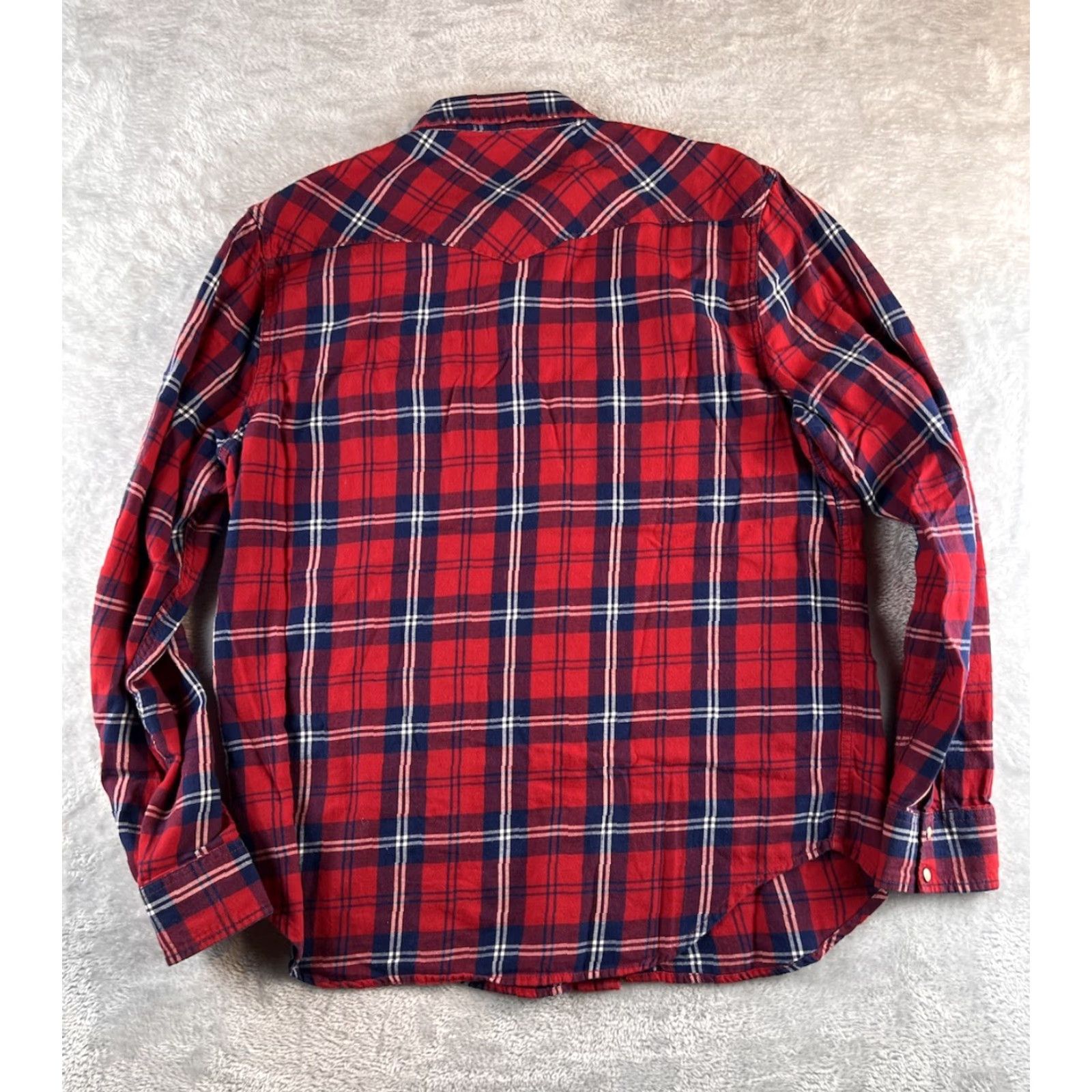 Lucky Brand Lucky Brand Flannel Plaid Shirt Mens L Red Pearl Snap Buttons Western Cowboy Shirt Size US L / EU 52-54 / 3 - 2 Thumbnail