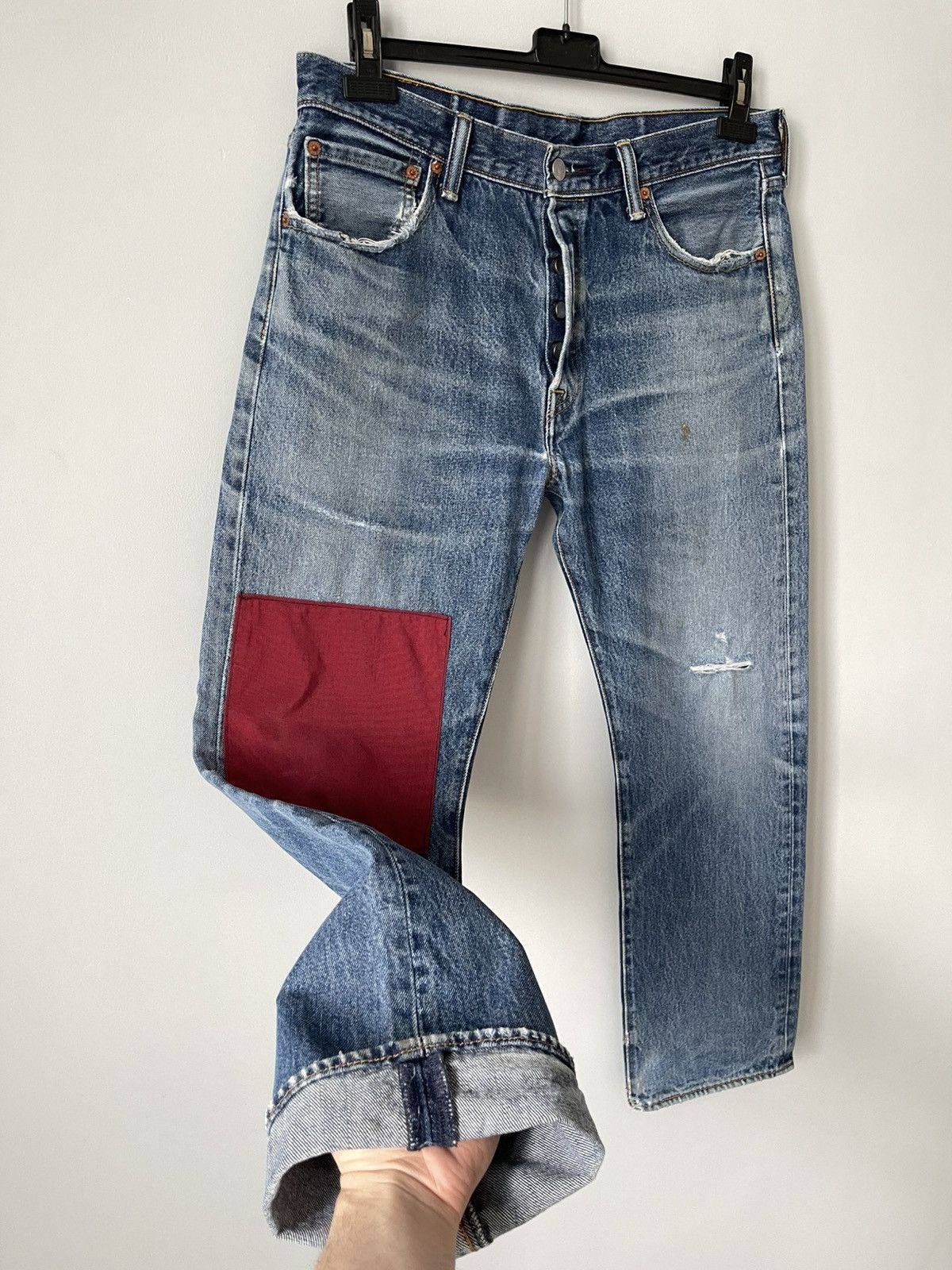 Levi's Levis 501 Patchwork Custom Faded Denim Jeans Size US 34 / EU 50 - 8 Thumbnail