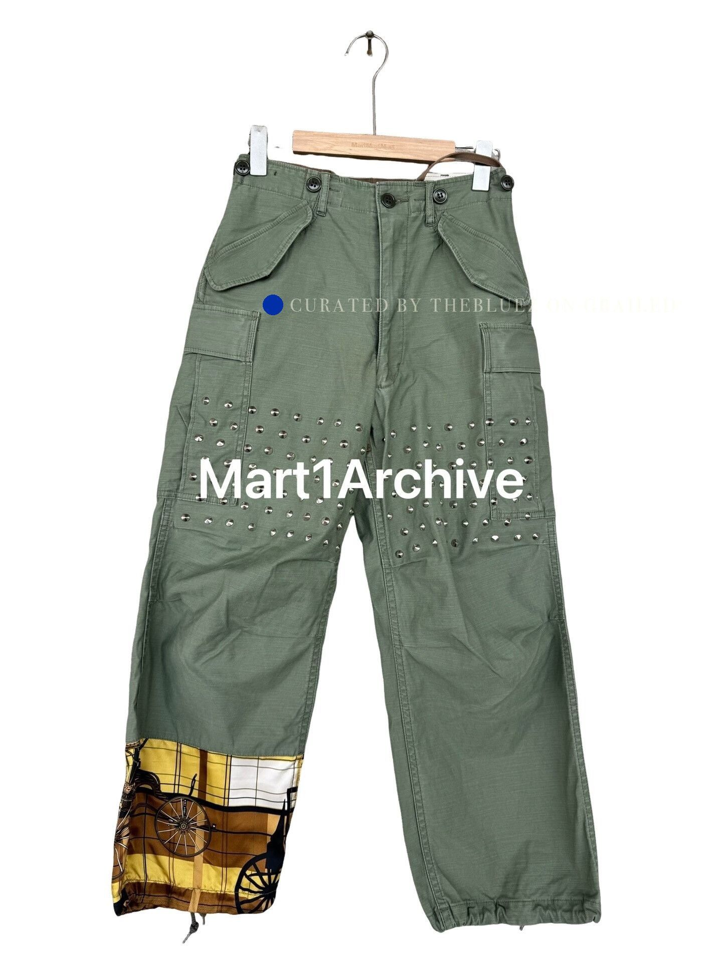 Junya Watanabe Green Cargo Pants with Studs & Patterned Hem Size 28 Size US 28 / EU 44 - 1 Thumbnail