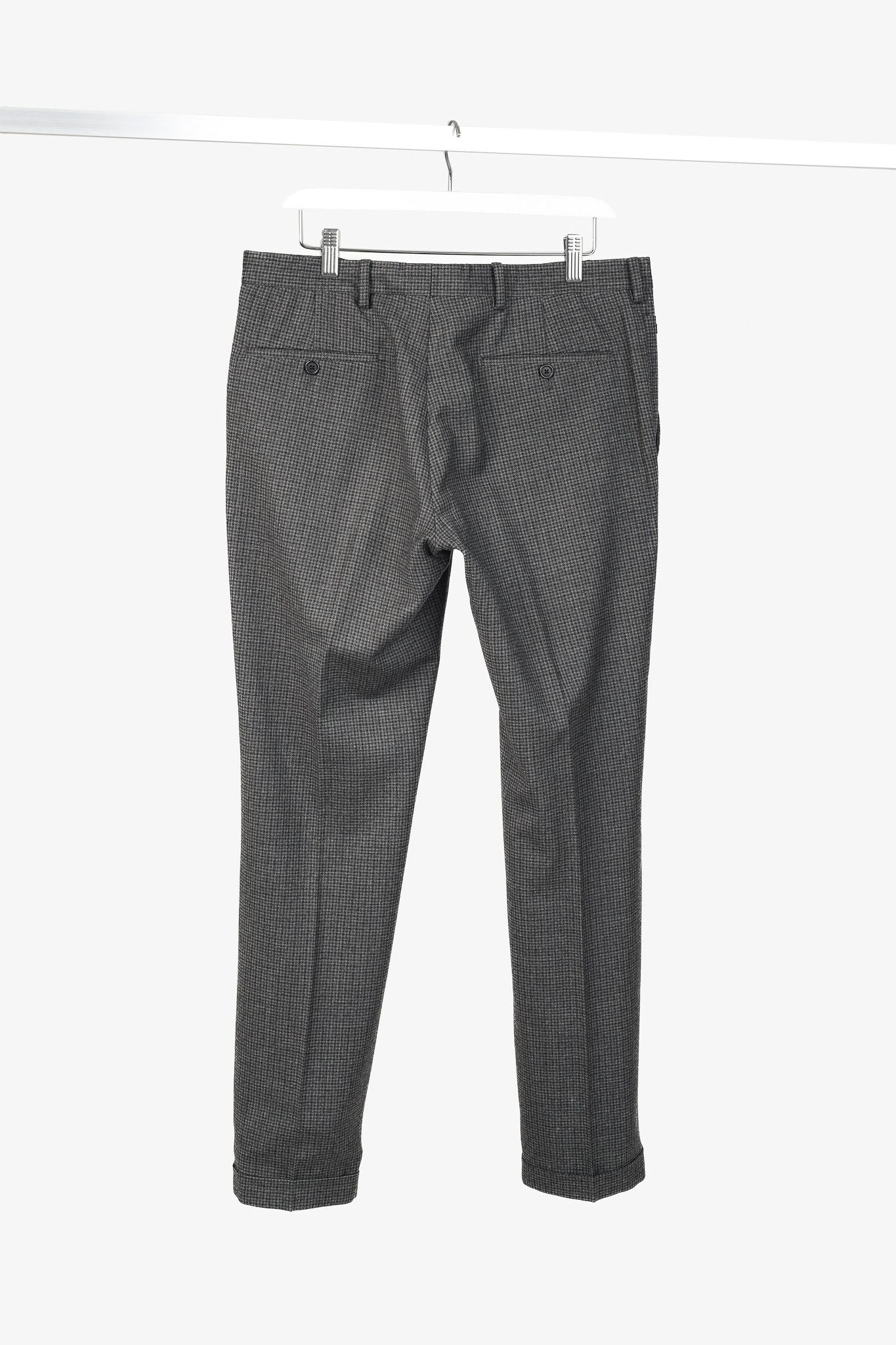 Prada Prada Grey-Check Virgin Wool-Suiting Cuffed Trousers Size US 34 / EU 50 - 2 Thumbnail