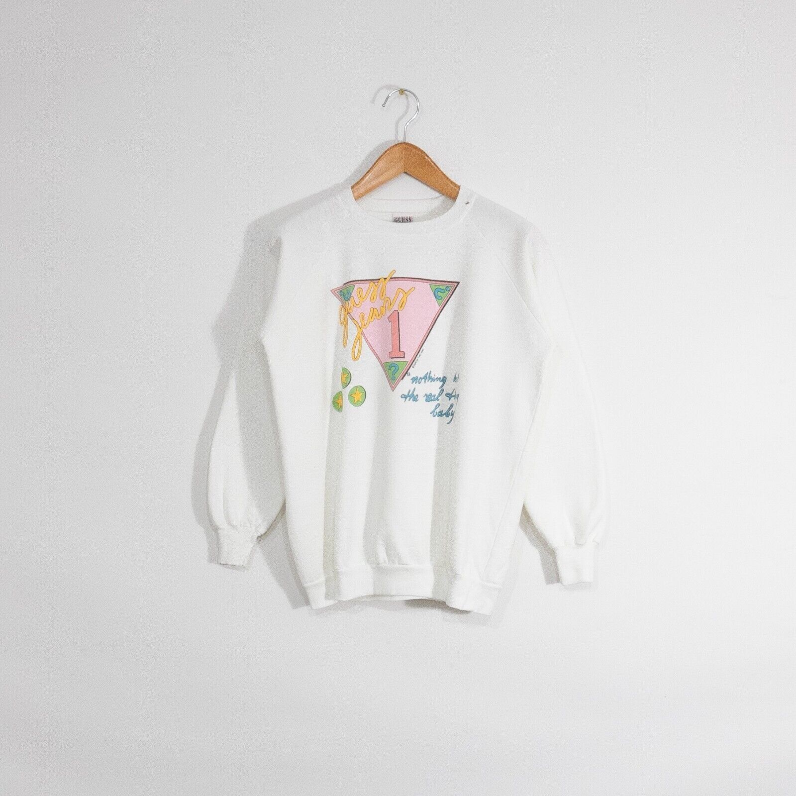 Guess × Vintage Vintage 80s Guess Jeans Sweatshirt M - Raglan Distressed Size US M / EU 48-50 / 2 - 1 Thumbnail