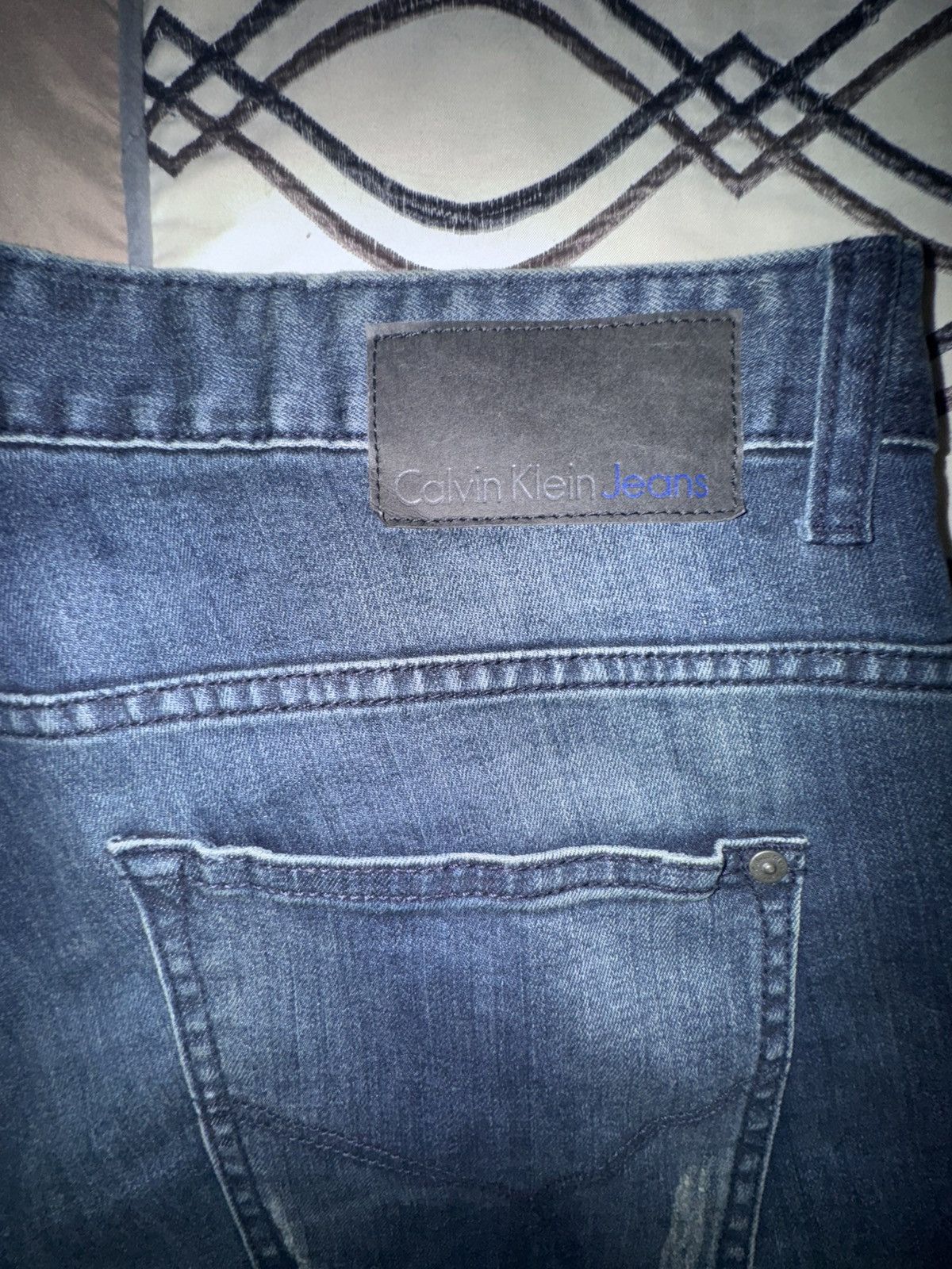 Calvin Klein Blue Ripped Slim Fit Jeans Size US 36 / EU 52 - 6 Thumbnail