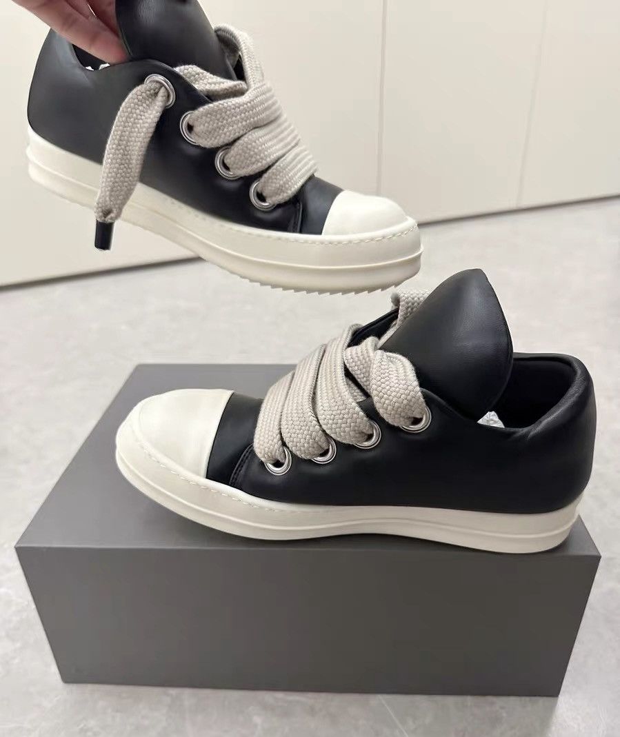 Rick Owens Rick Owens Mainline Fat Lace Low-Top Black & White Size US 7 / IT 37 - 4 Thumbnail