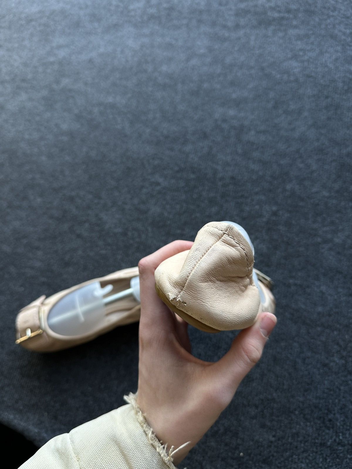 Dior GRAIL🚨 DIOR CHRISTIAN BEIGE Leather Ballet Flats luxury Size US 6.5 / IT 36.5 - 11 Thumbnail