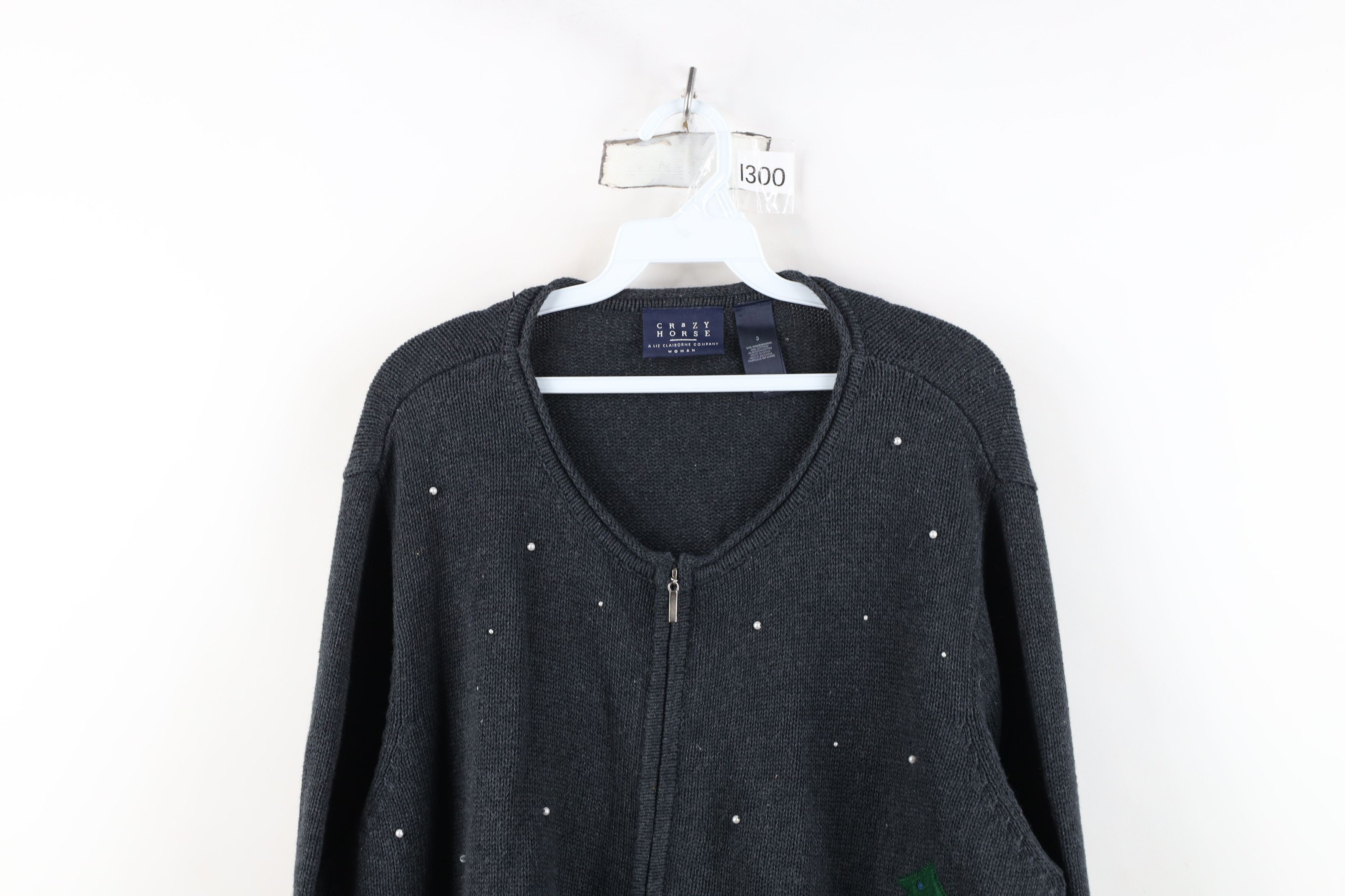 Vintage Vintage 90s Streetwear Snowman Marled Knit Full Zip Sweater Size 3XL / US 20-22 - 2 Thumbnail