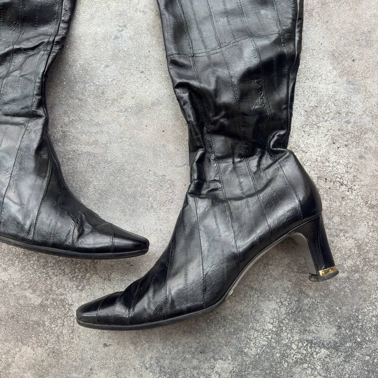 Dolce & Gabbana D&G Dolce & Gabbana Vintage Black Leather Knee High Boots Size US 11 / IT 41 - 6 Thumbnail