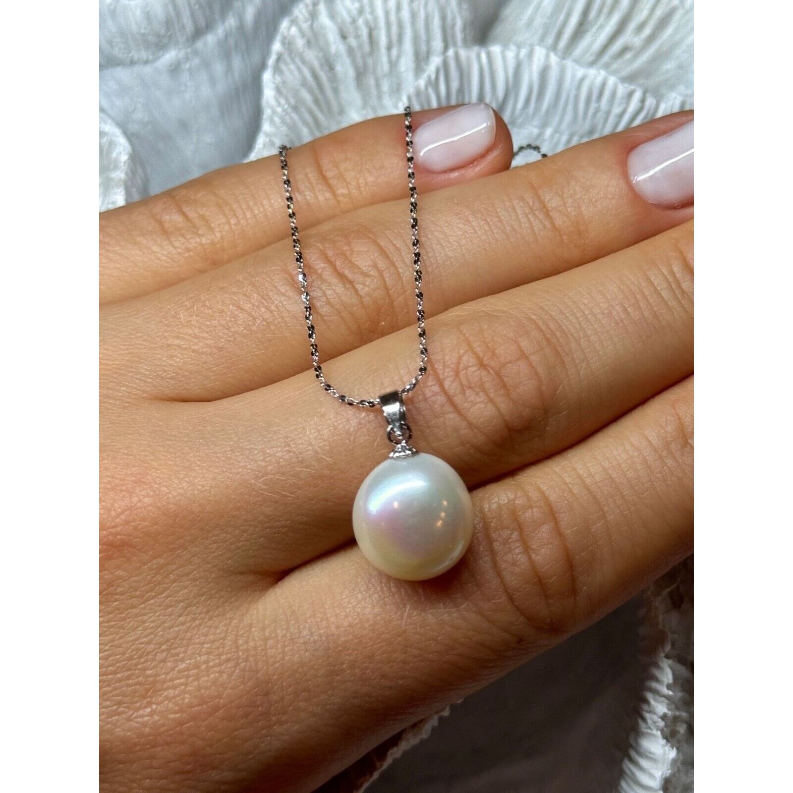 Jewelry 925 STERLING SILVER FRESH WATER PEARL NECKLACE LENGTH 18 In Size ONE SIZE - 5 Thumbnail