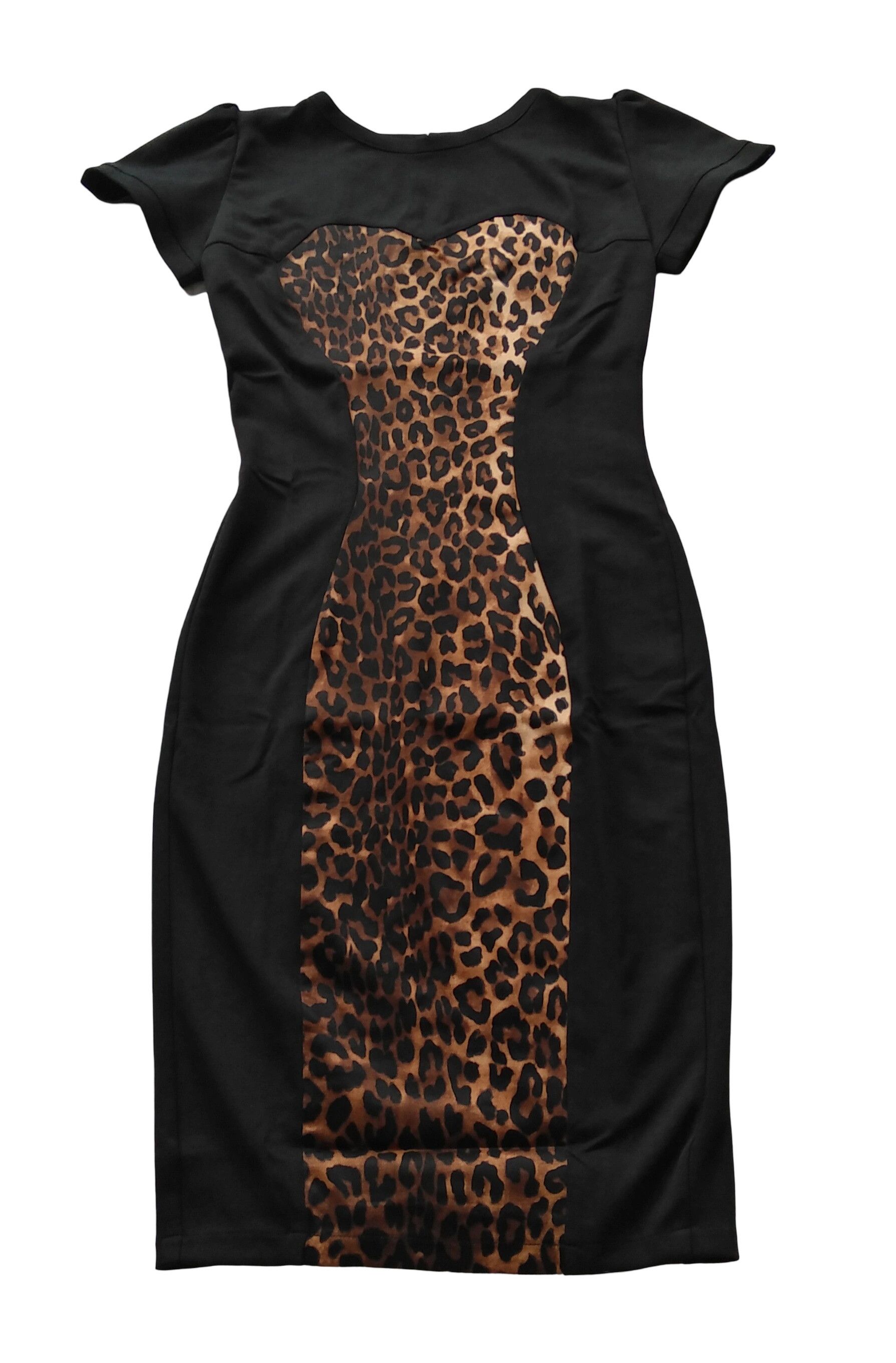 Other Black patchwork leopard print, slim dress Size S / US 4 / IT 40 - 1 Thumbnail