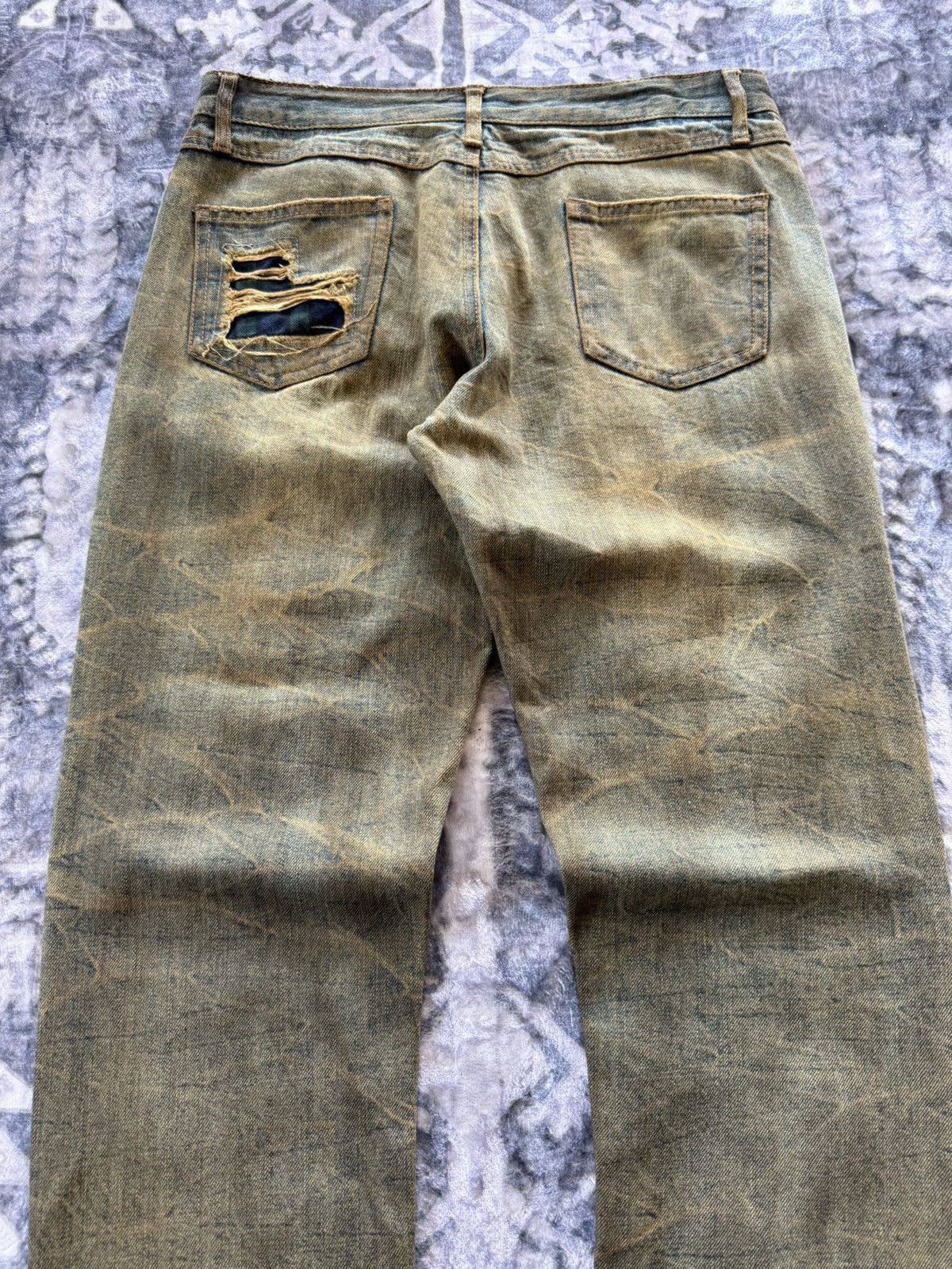Le Grande Bleu (L.G.B.) 2000s Distressed Mud Wash Check plaid Patched Japanase Jeans Size US 29 - 12 Thumbnail