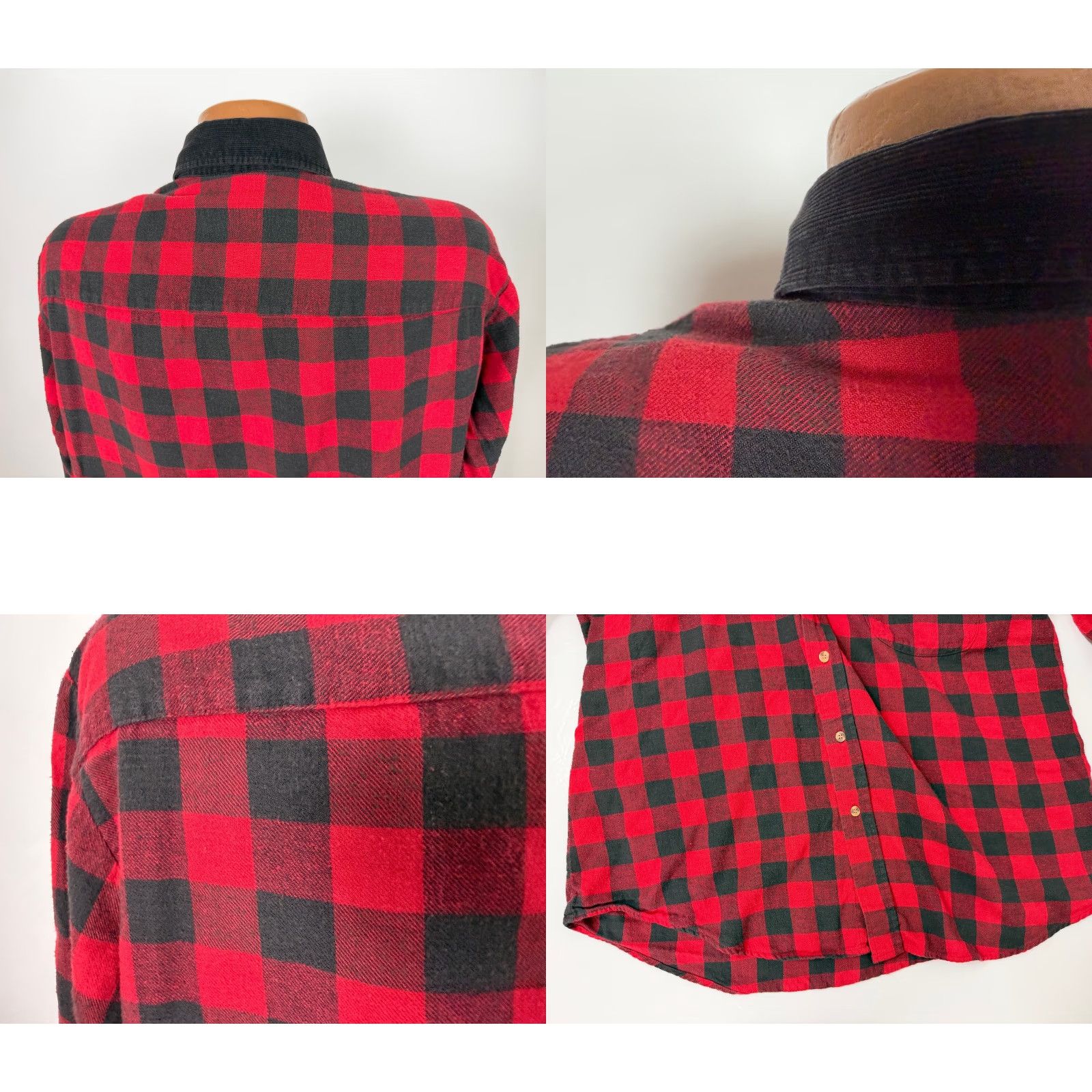Vintage VINTAGE Claybrooke Flannel Shirt Men Large Red Black Check Corduroy Collar 90s Plaid Button-Up Size US L / EU 52-54 / 3 - 8 Thumbnail