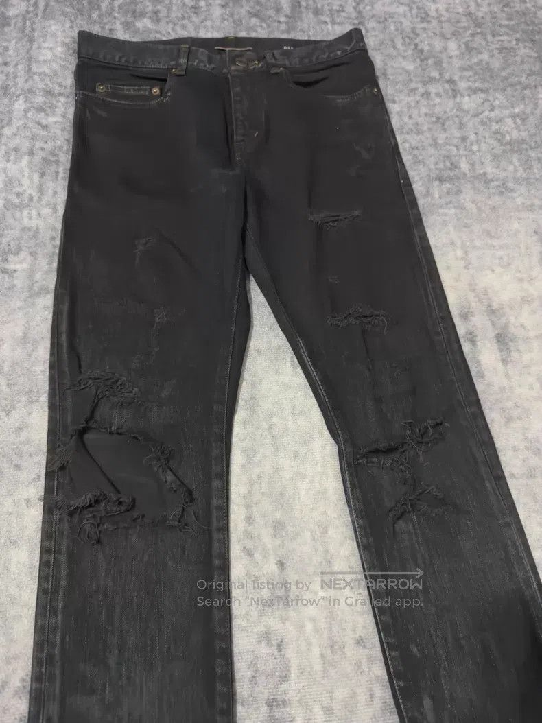 Saint Laurent Paris Saint Laurent Paris Black Mud Oil Stain Ripped Big Destroy Size US 29 - 3 Thumbnail