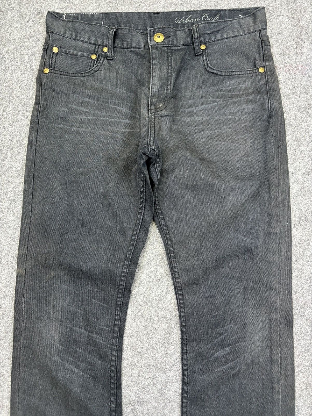 Japanese Brand 💥Flare💥 Urban Craft Black Wash Minimalist Denim F828 Size US 33 - 8 Thumbnail