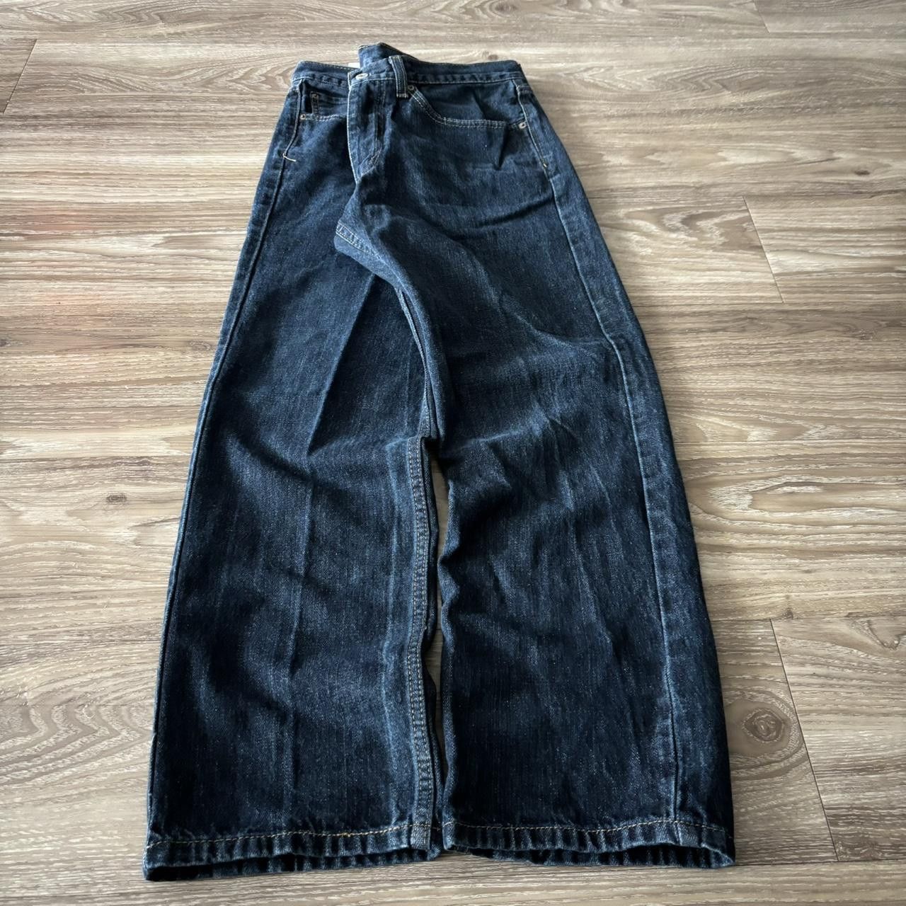 Levi's Crazy Vintage Y2K/2000s Grunge Dark Wash Levis Denim Jeans! 33x28 Size US 33 - 3 Thumbnail
