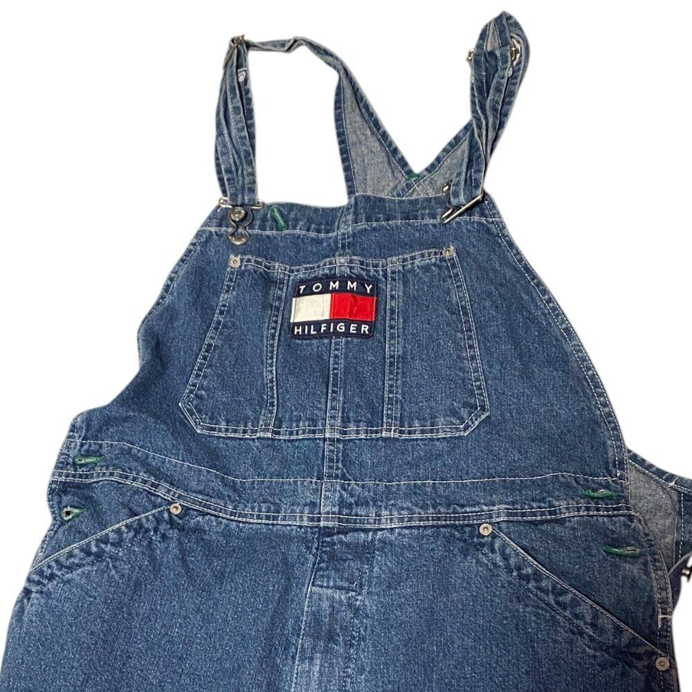 Tommy Hilfiger Vintage 90s Tommy Hilfiger Embroidered Logo Overalls Denim Size US 34 / EU 50 - 1 Thumbnail